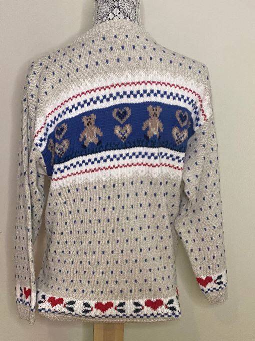 Cottage Cove Heart and Bear Full Button Women’s Cardigan Medium - photo 3