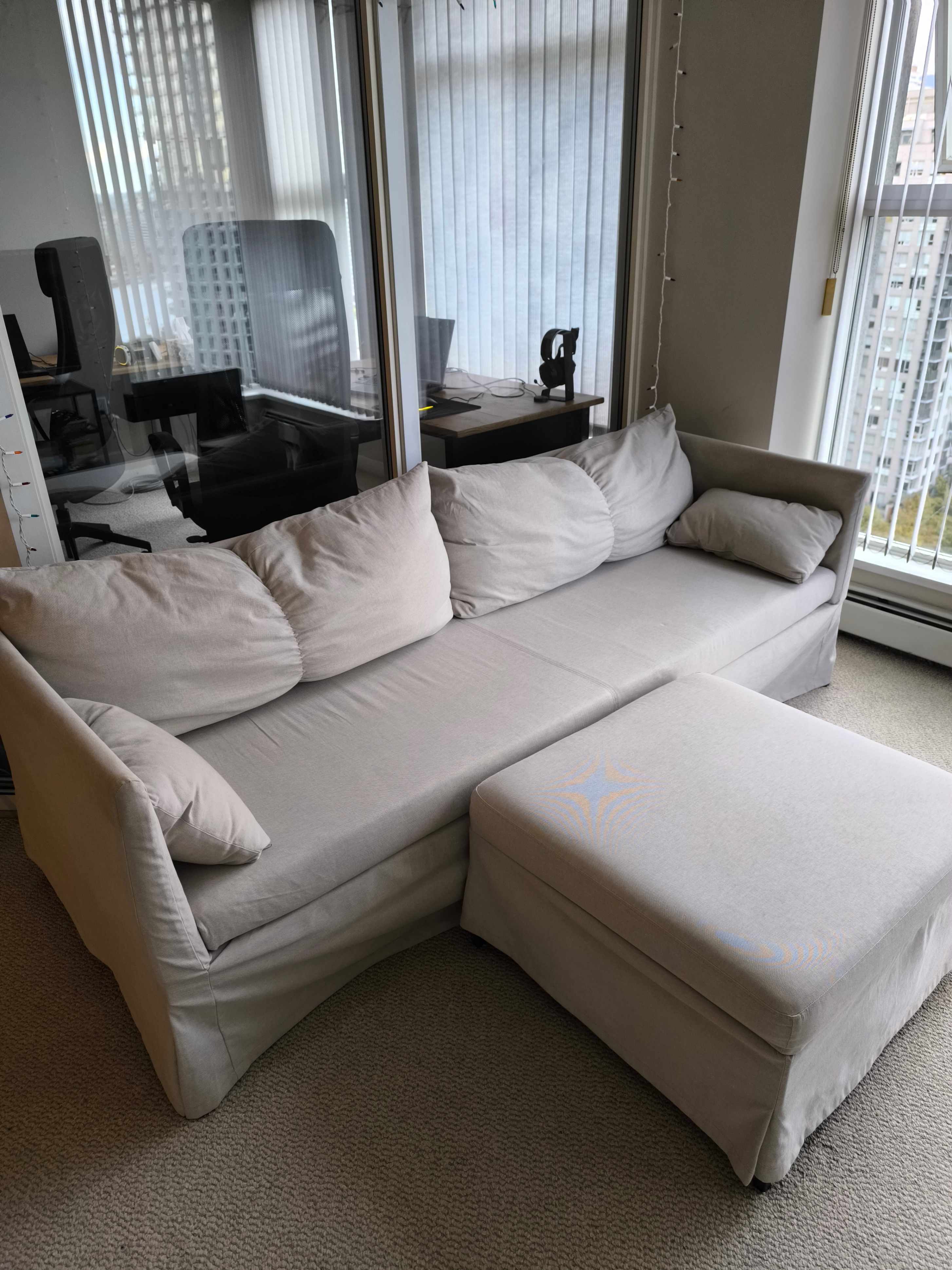 IKEA Sandbacken sofa with ottoman