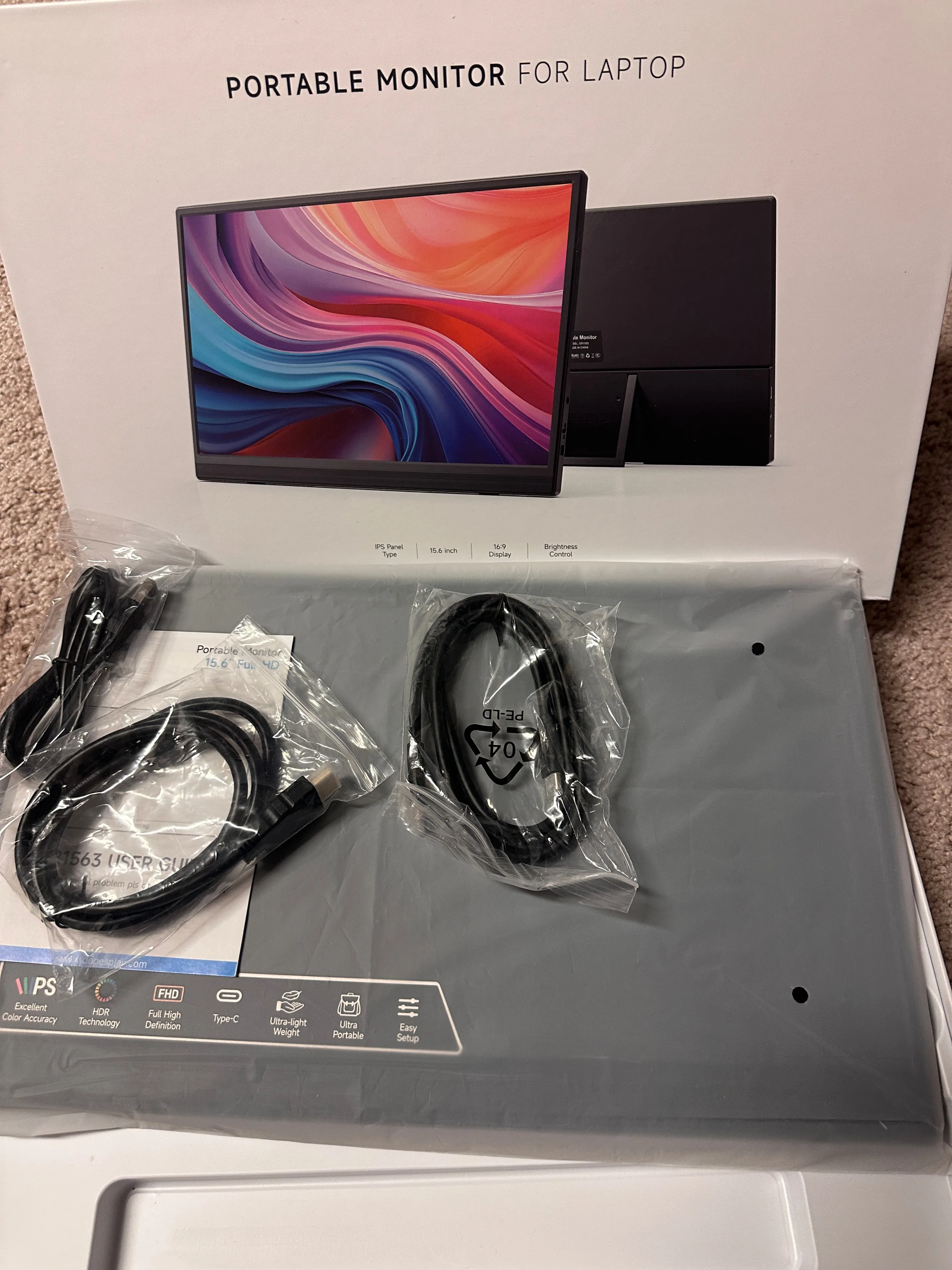 Portable Monitor, 15.6" FHD, Screen PC/Mac/Phon/PS4/5 Xbx/Switch thumbnail