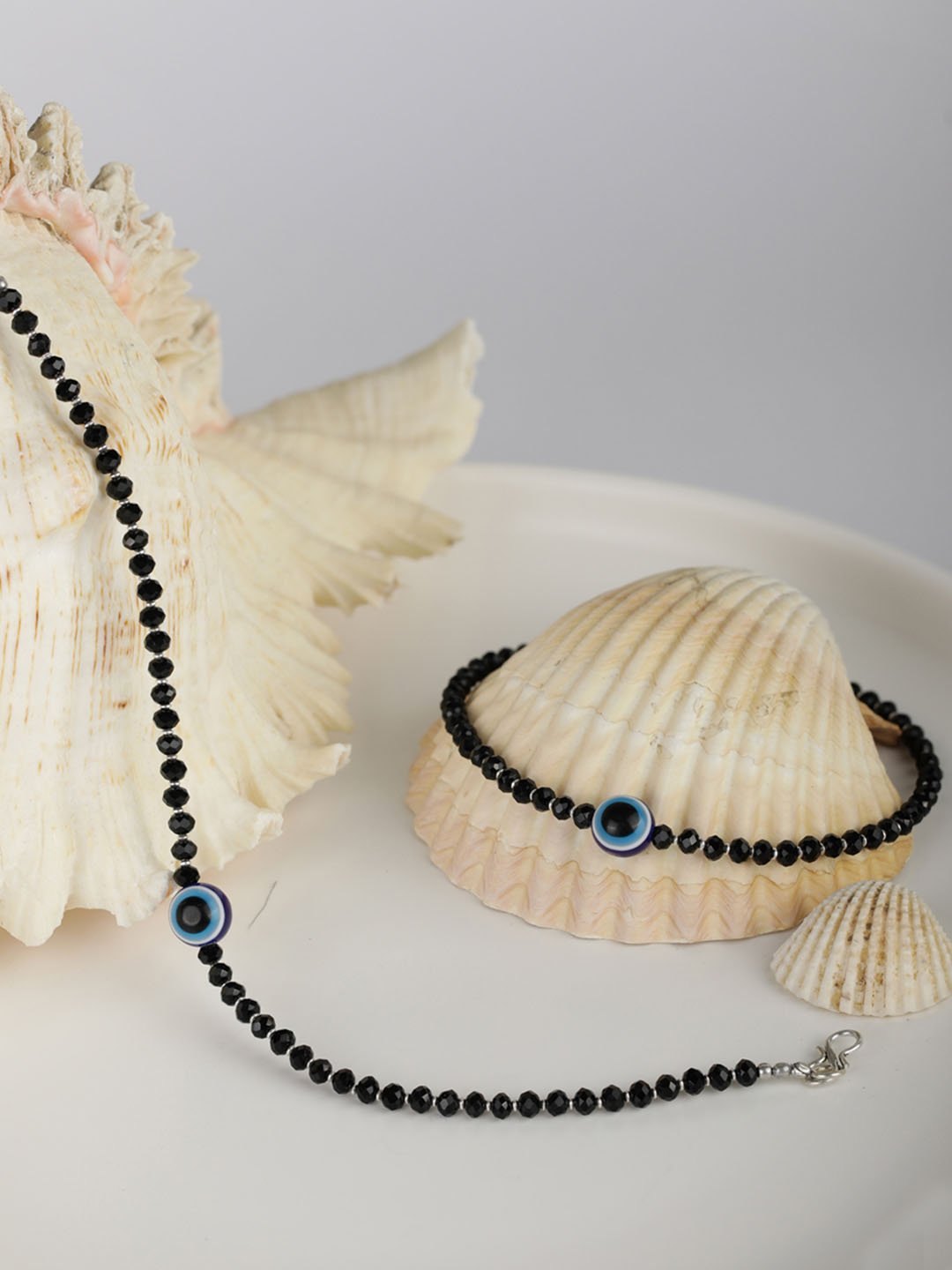 Black Beads Silver Plated Traditional Anklets