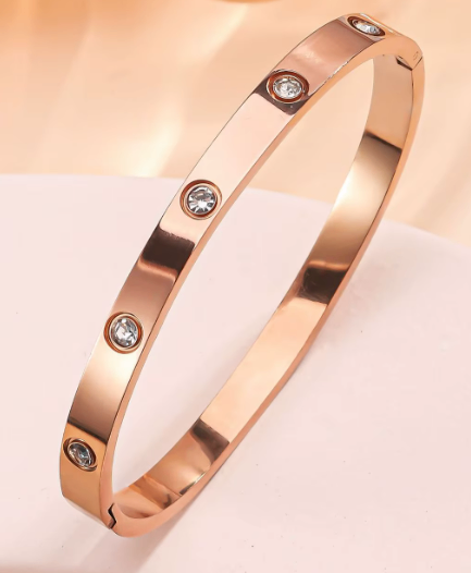 Set of 3 Luxury Stainless Steel Crystal Bangles - photo 2