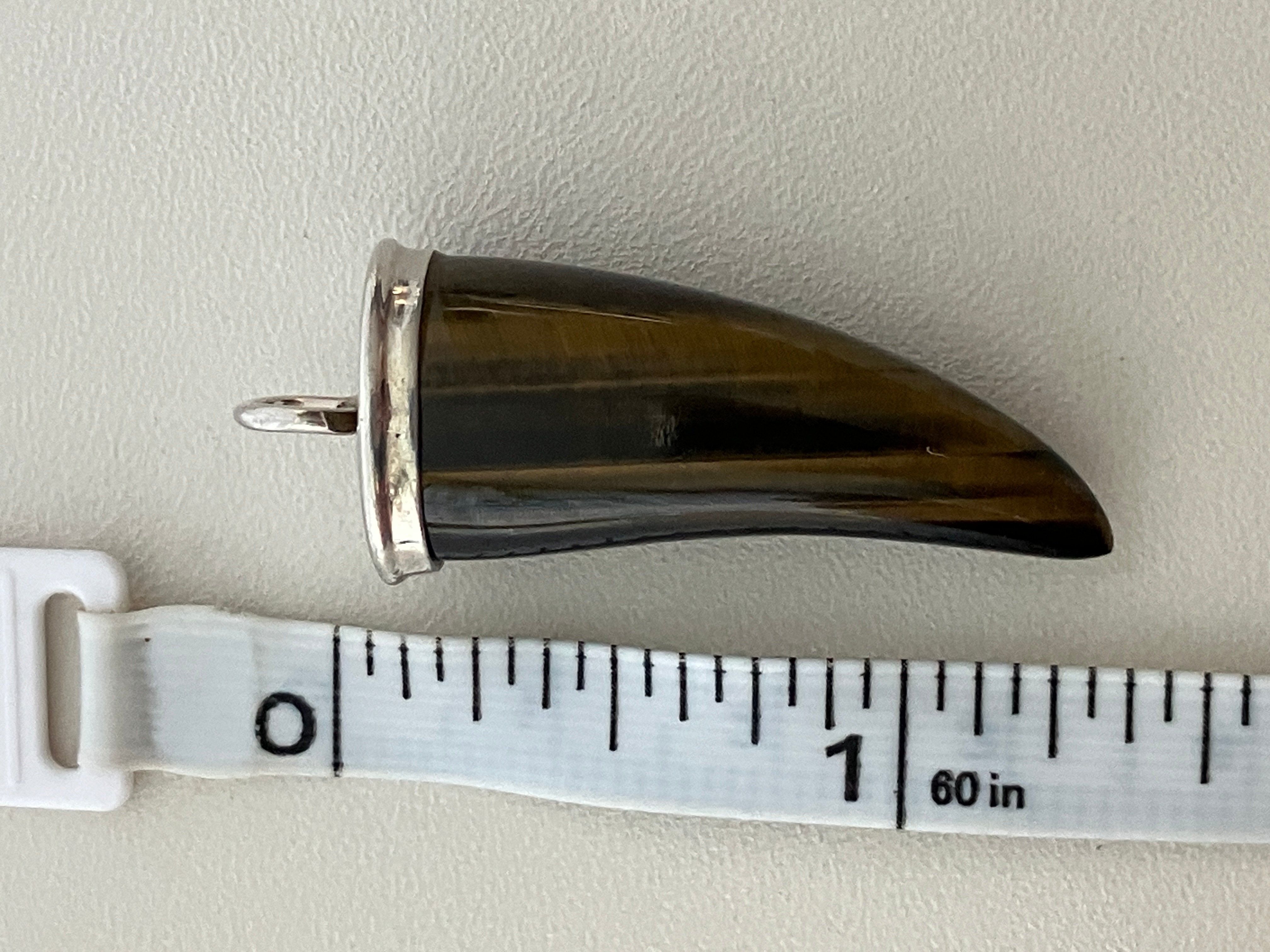 Tiger Eye Horn, Tooth, Claw Sterling Sliver Pendant - photo 2