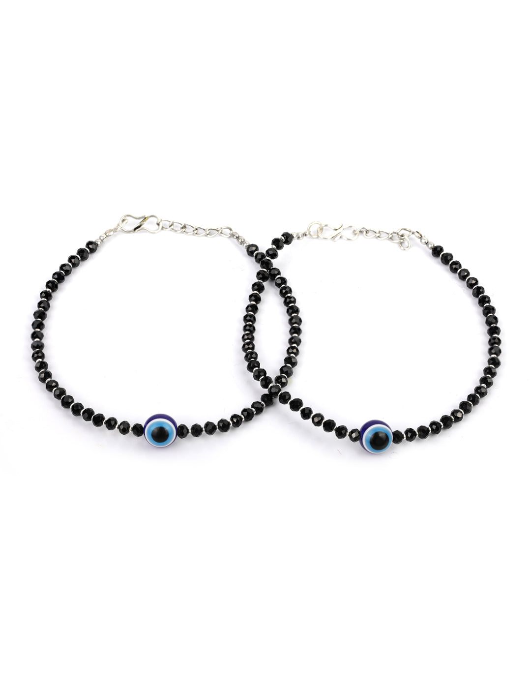 Black Beads Silver Plated Traditional Anklets - photo 3