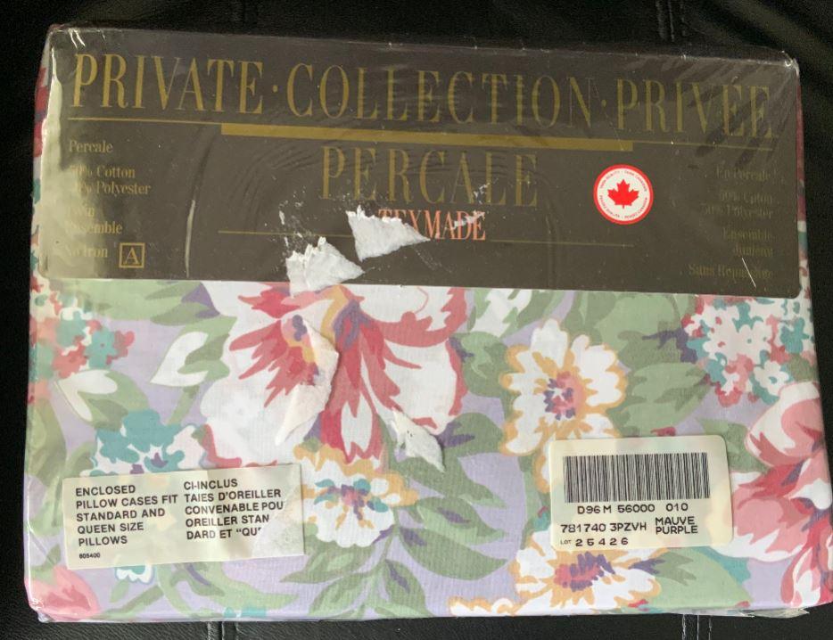 Vintage Private Collection Percale Twin Bedsheet and Pillowcases
