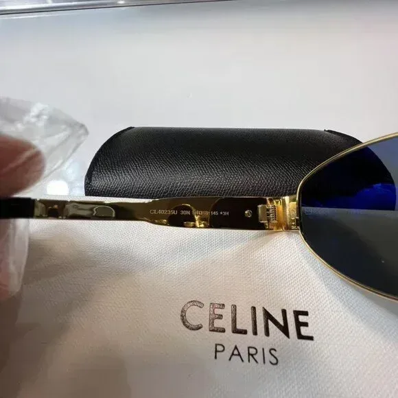 Celine Triomphe CL40235U Sunglasse Gold Green Lens UV Protection image indicator(8)
