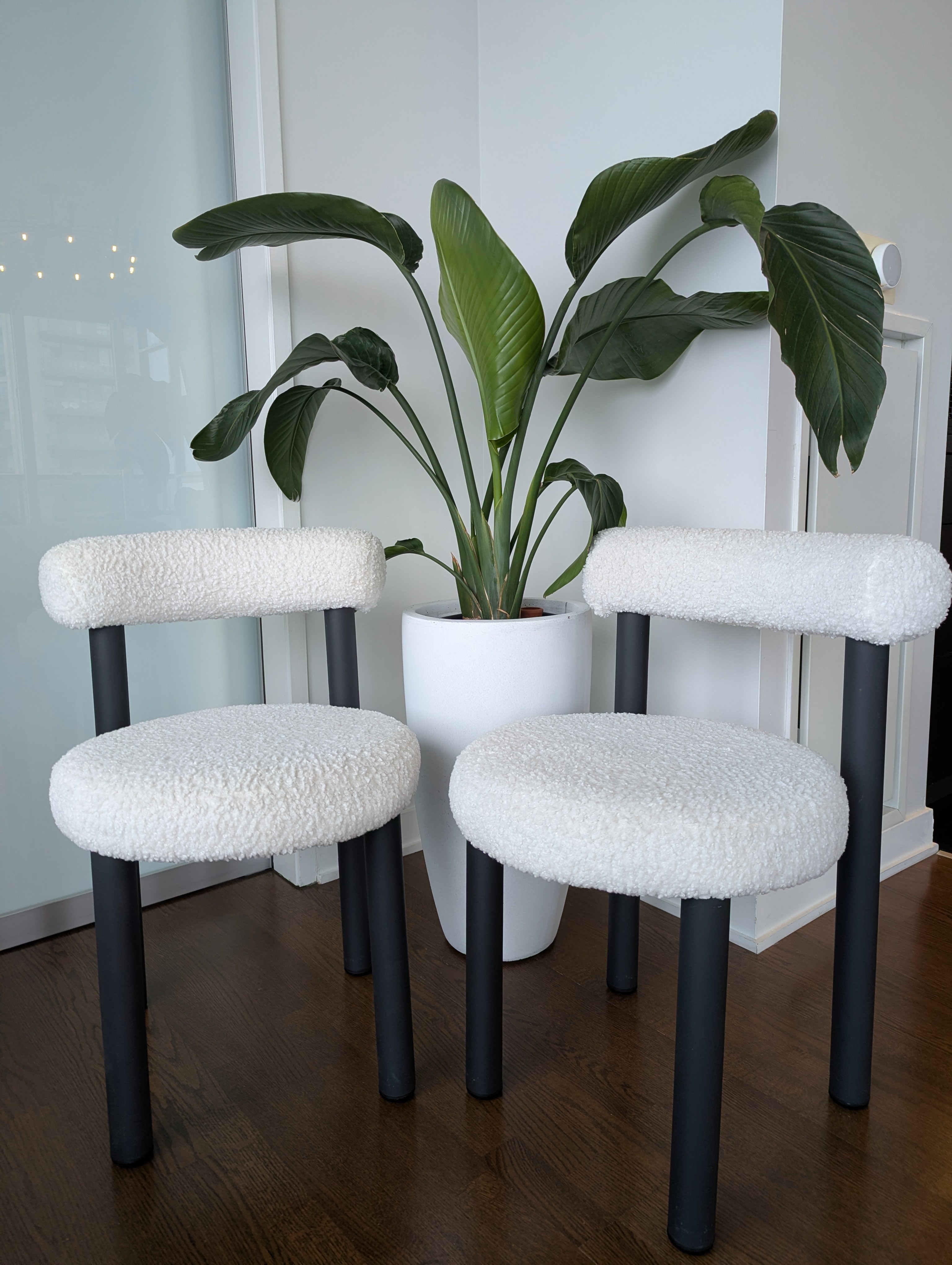 white Boucle dinning chairs set of 2