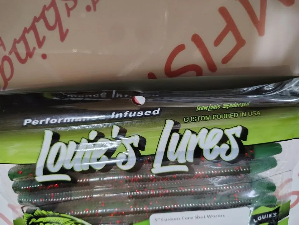 NEW SEALED Louie's Lures 5" Custom Core Shot Worms Stick Bait image indicator(2)