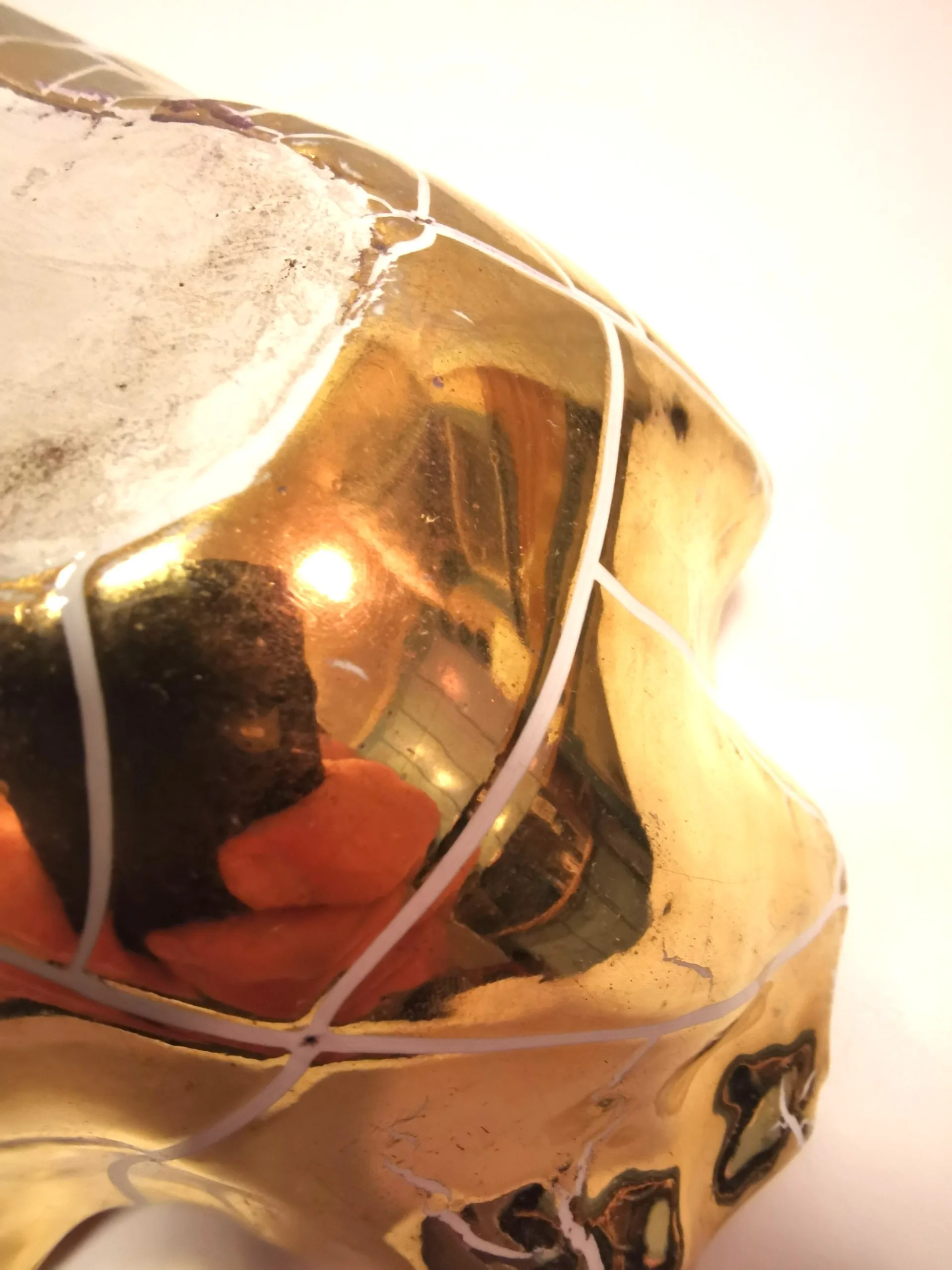 Vintage Gold Wavy Edge Display Dish - Italian Style Art Pottery image indicator(8)