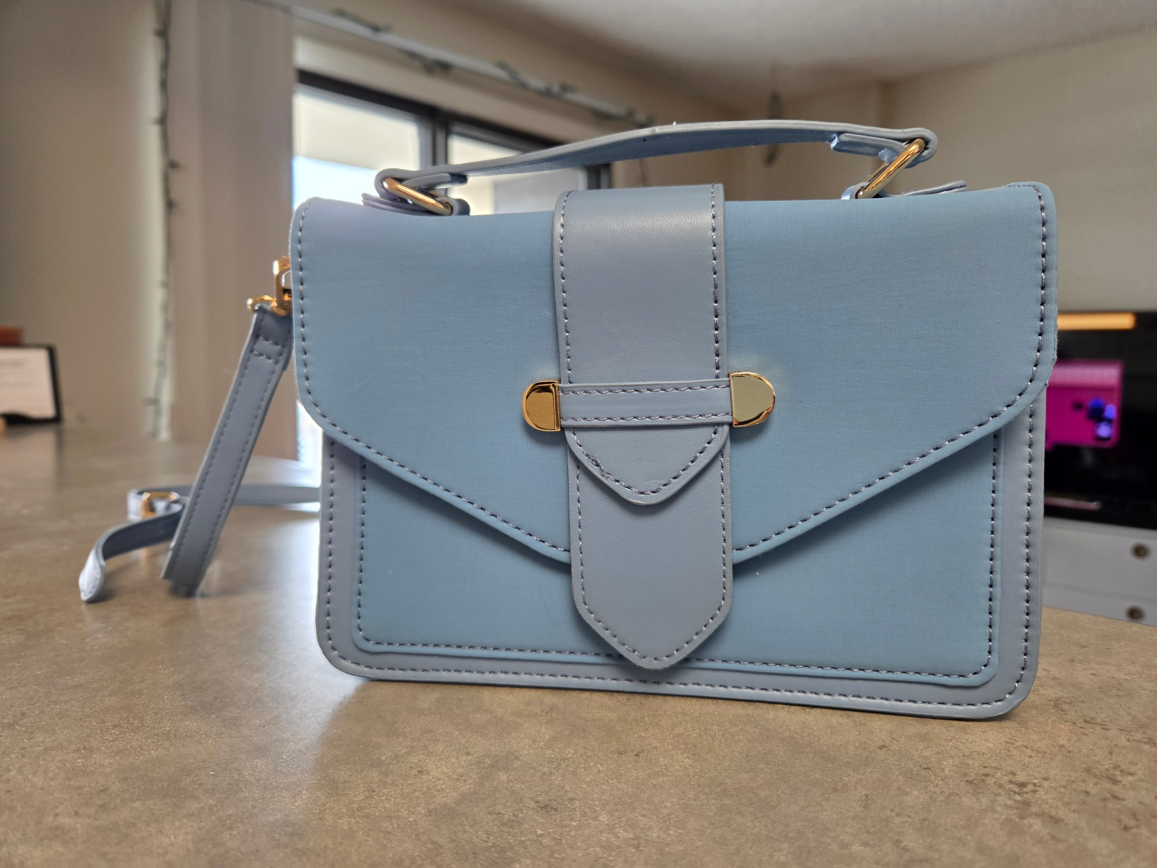 Light Blue Flap Purse and/or Shoulder Bag with Removable Strap 🥕