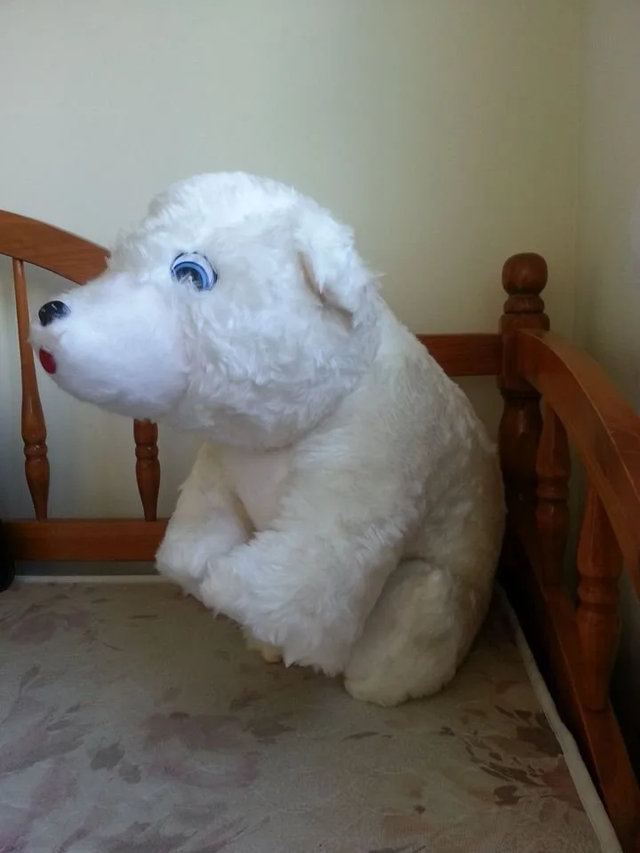 MINT VINTAGE 1960s Ganz Brothers Toys White Stuffed Dog Animal image indicator(2)