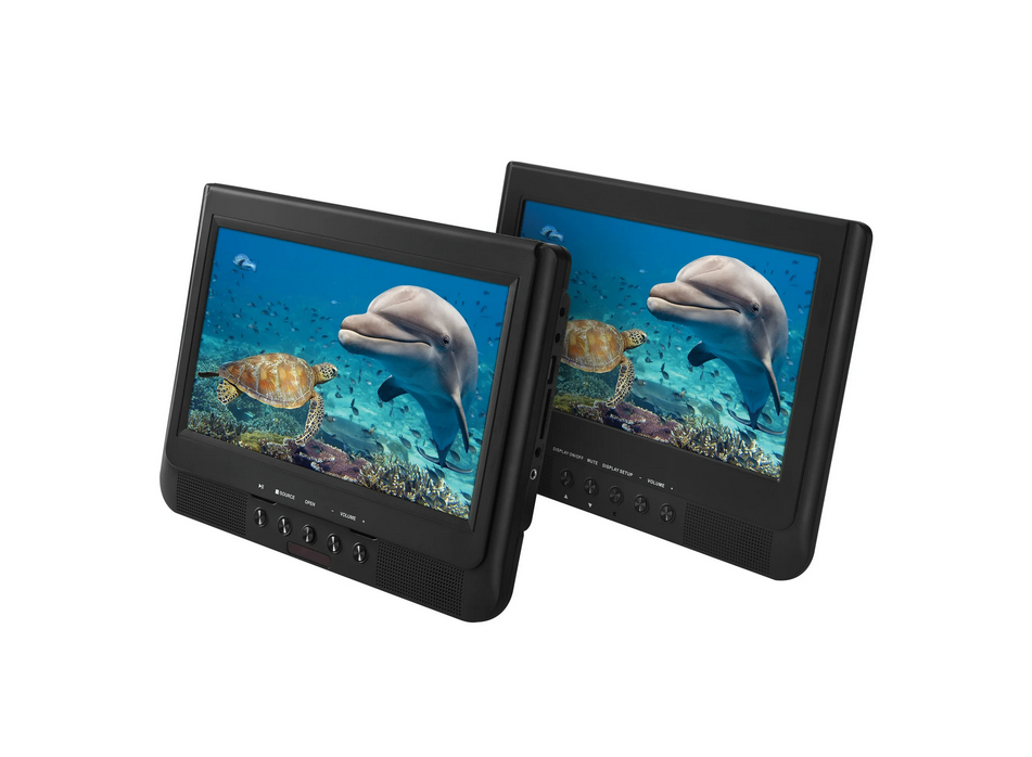 Onn 10" 1024p Dual Screen DVD Player with Digital Panel, Black