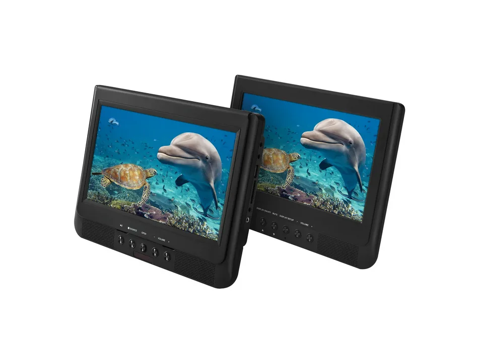 Onn 10" 1024p Dual Screen DVD Player with Digital Panel, Black