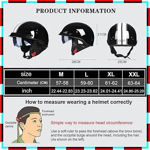 DOT Approved German Style Half Face Helmet SIZE XXL image indicator(2)