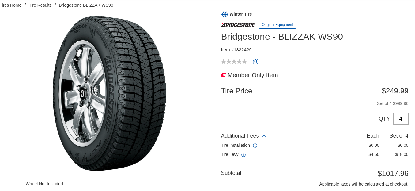 Bridgestone BLIZZAK WS90 Winter Tires 235/55R17 - photo 5