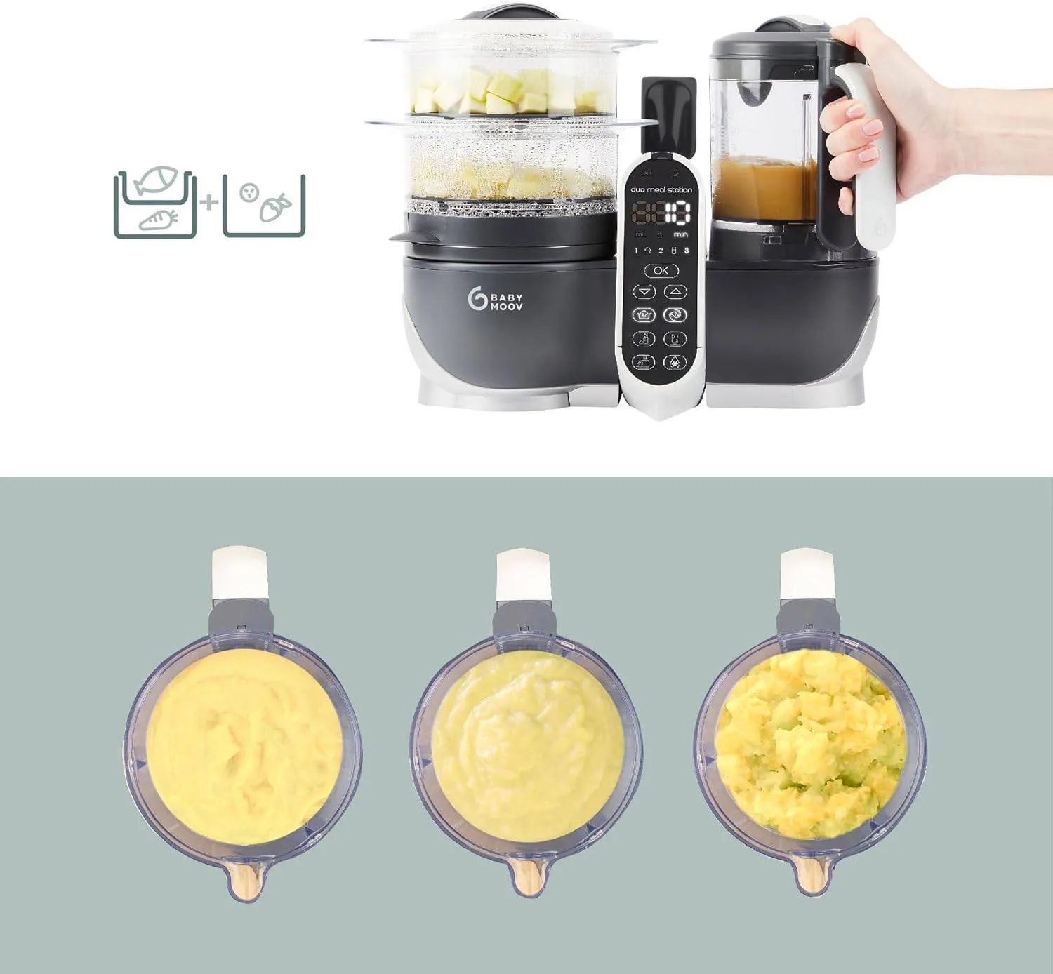 Baby Food Maker - Babymoov Duo 6in1 - Steamer, Blender, Warmer image indicator(6)