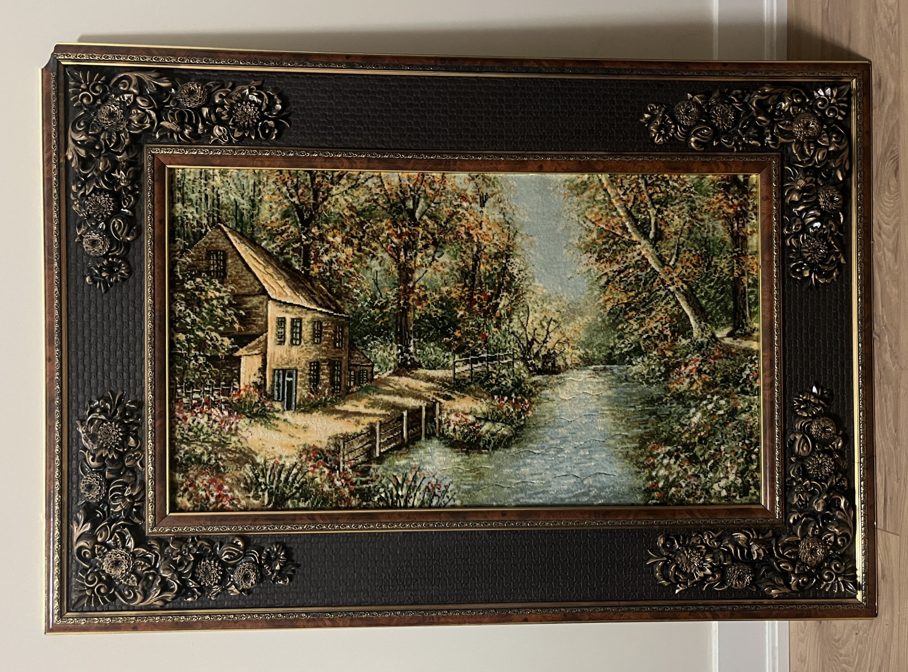 Handwoven Persian Tableau Rug - Framed Wall Art