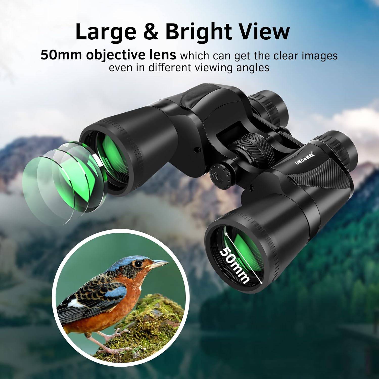 USCAMEL 20x50 Binoculars – BAK4, FMC, Waterproof - photo 5
