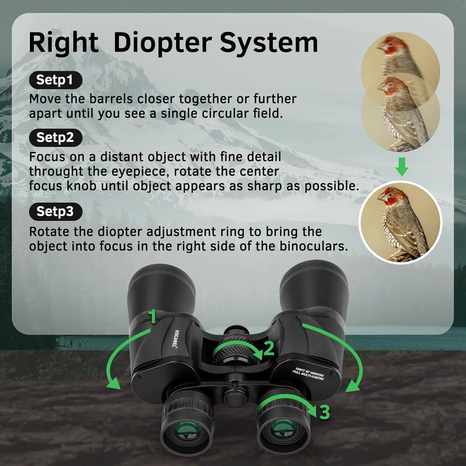 USCAMEL 20x50 Binoculars – BAK4, FMC, Waterproof image indicator(6)