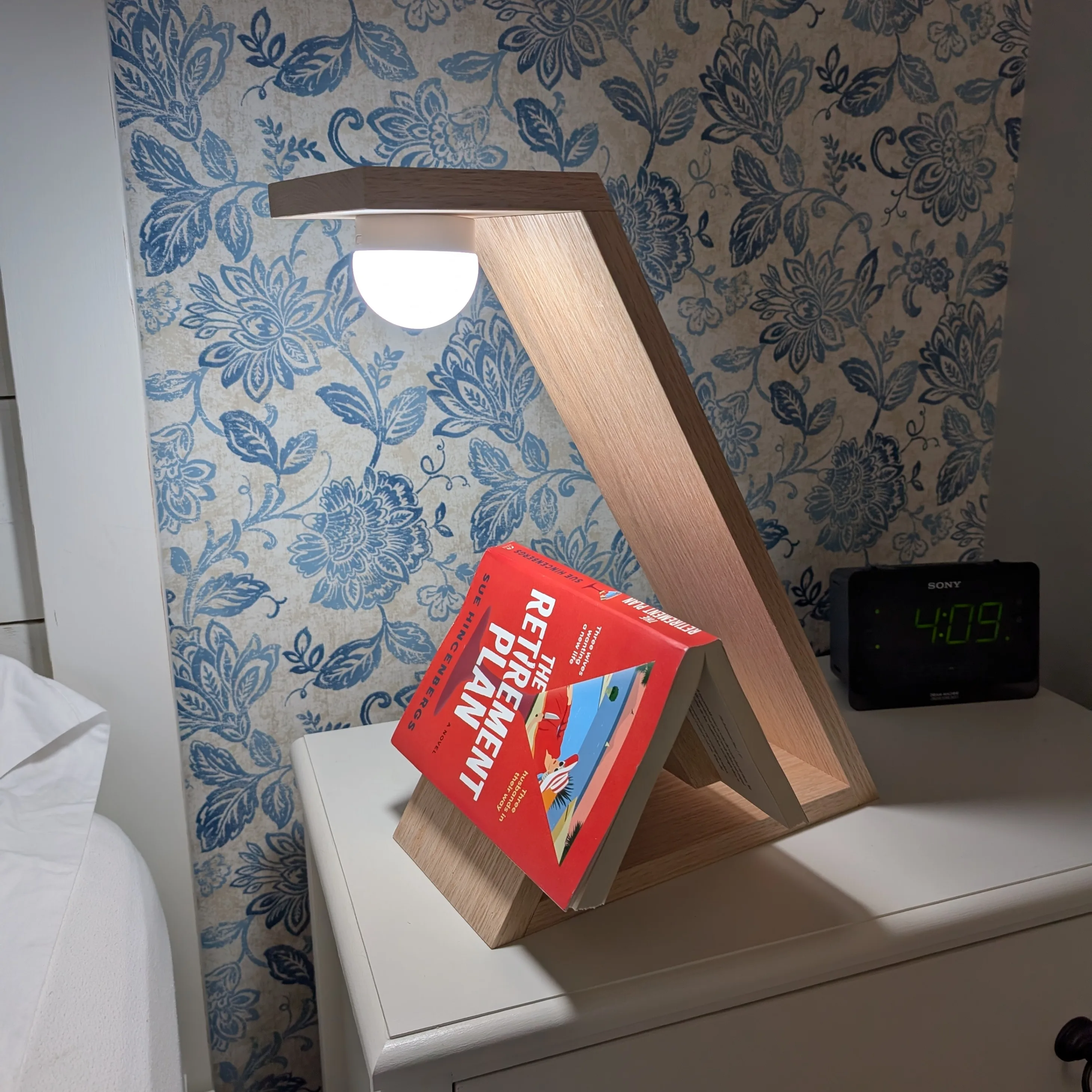 Oak Book Rest with Rechargeable LED Reading Light