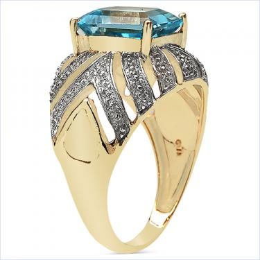 Fashion Women Ring 5.38 CTW Swiss Blue Topaz Size 7-Gold Plated - photo 2