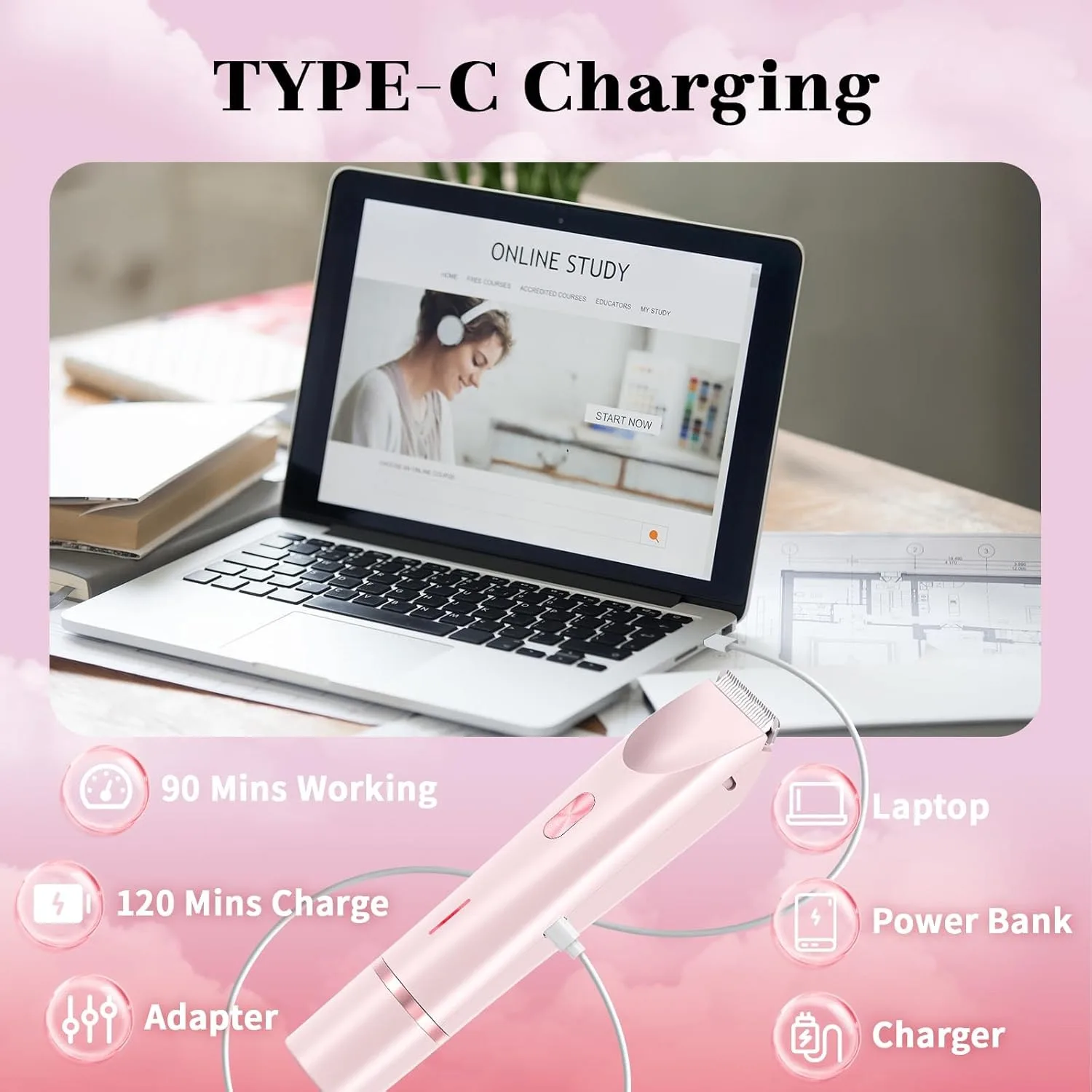 Bikini Trimmer for Women 2-in-1 Electric Razors image indicator(6)