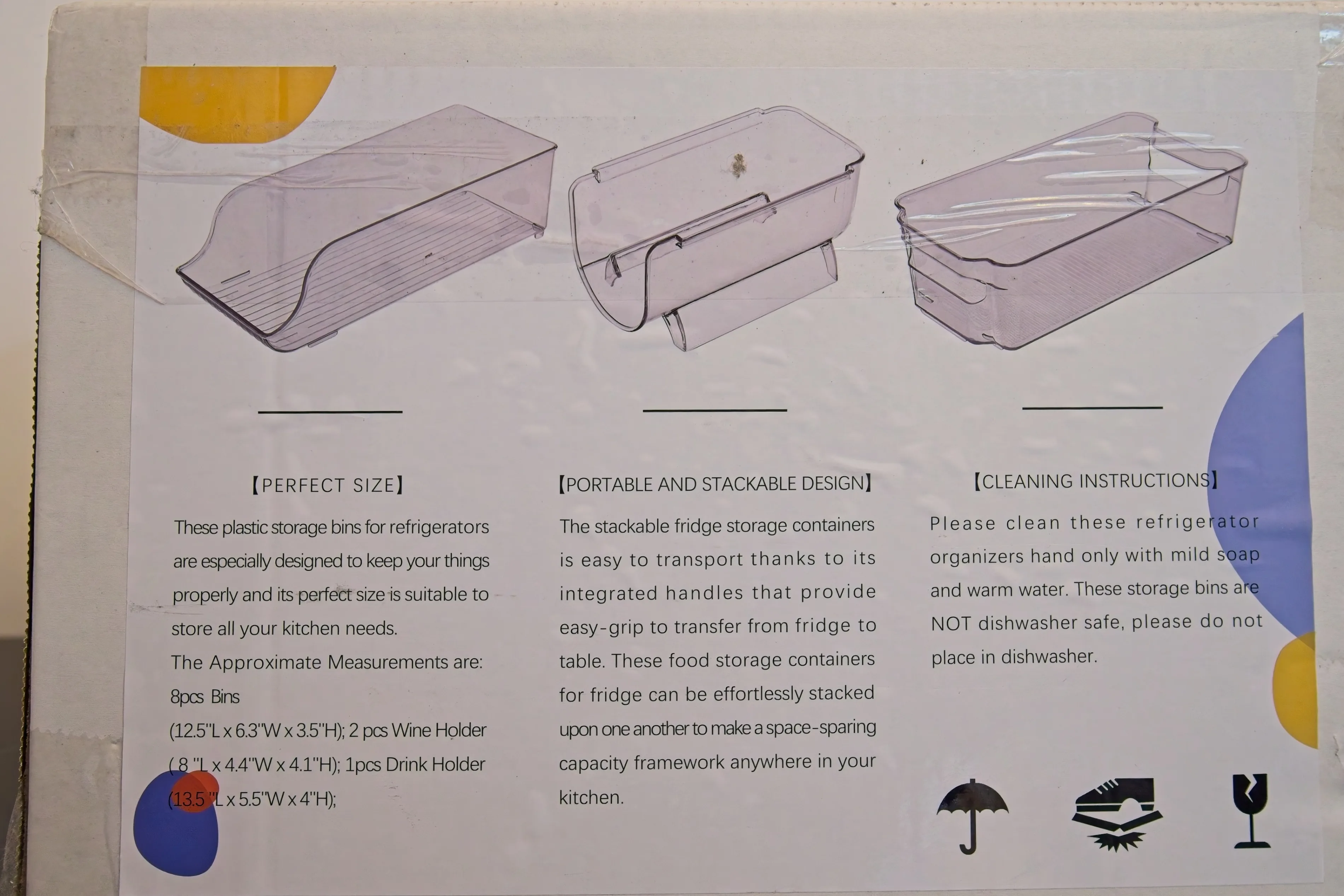 🧊 11 PCS Clear Fridge Organizer Bin Set image indicator(2)