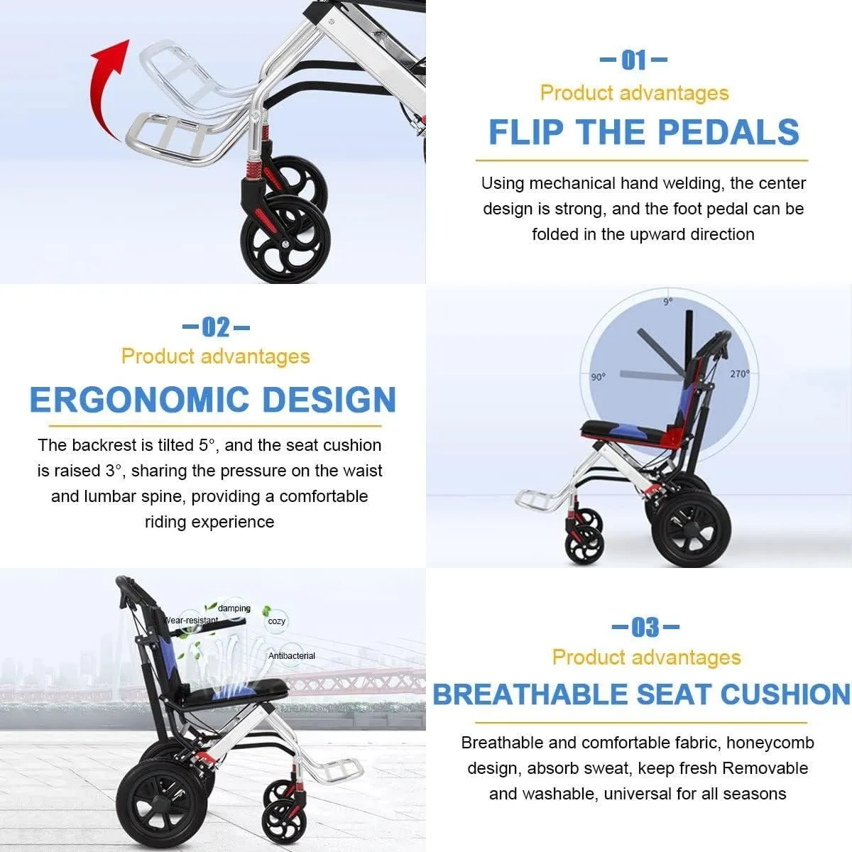 BRAND NEW GJDZS Ultralight Foldable Travel Wheelchair for Adults image indicator(7)