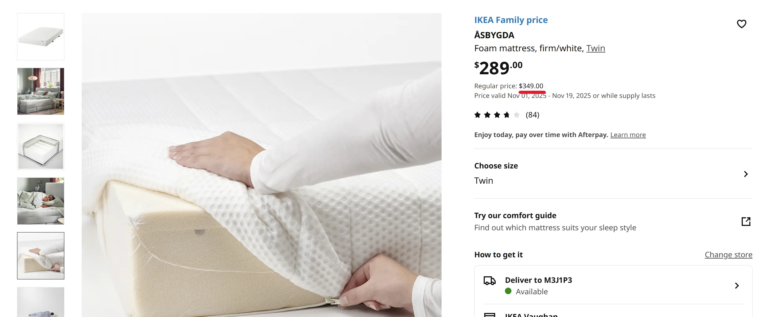 🥕IKEA Åsbygda Twin Memory Foam Mattress – “Firm”, 16cm, Like New image indicator(5)