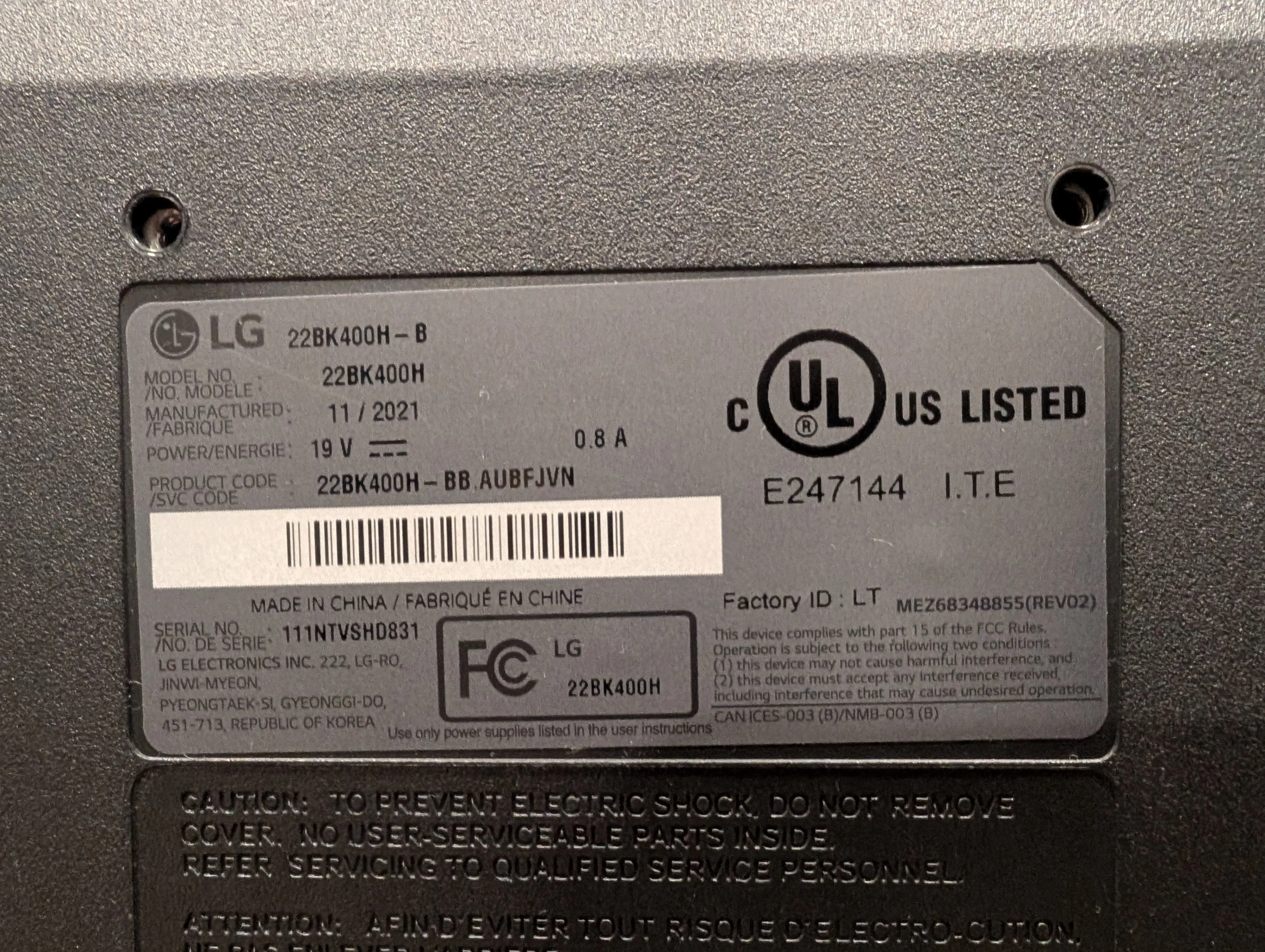 LG 22'' Class Full HD 16:9, TN Monitor - 22BK400HB image indicator(3)