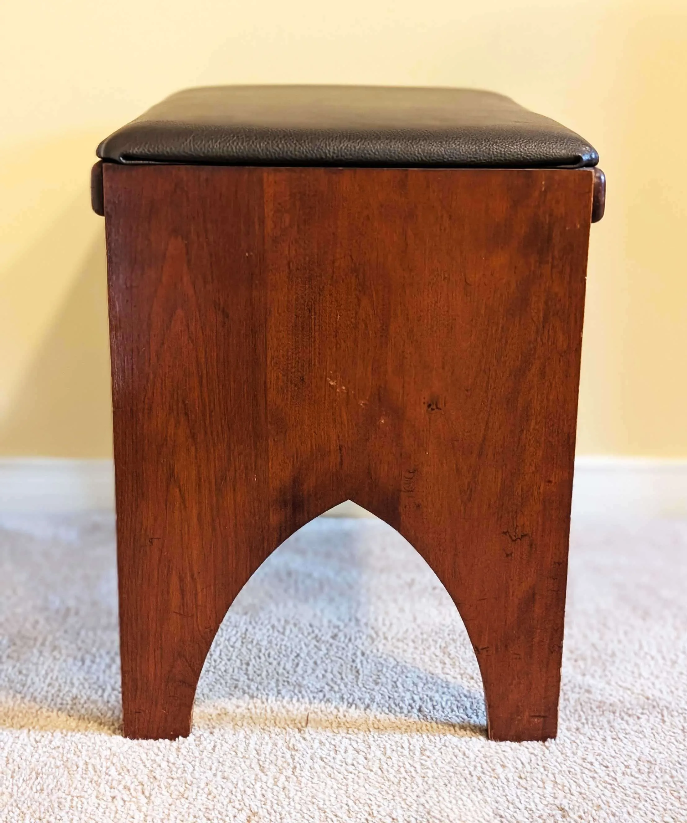 Vintage MCM Upholstered Stool or Sewing Bench image indicator(3)