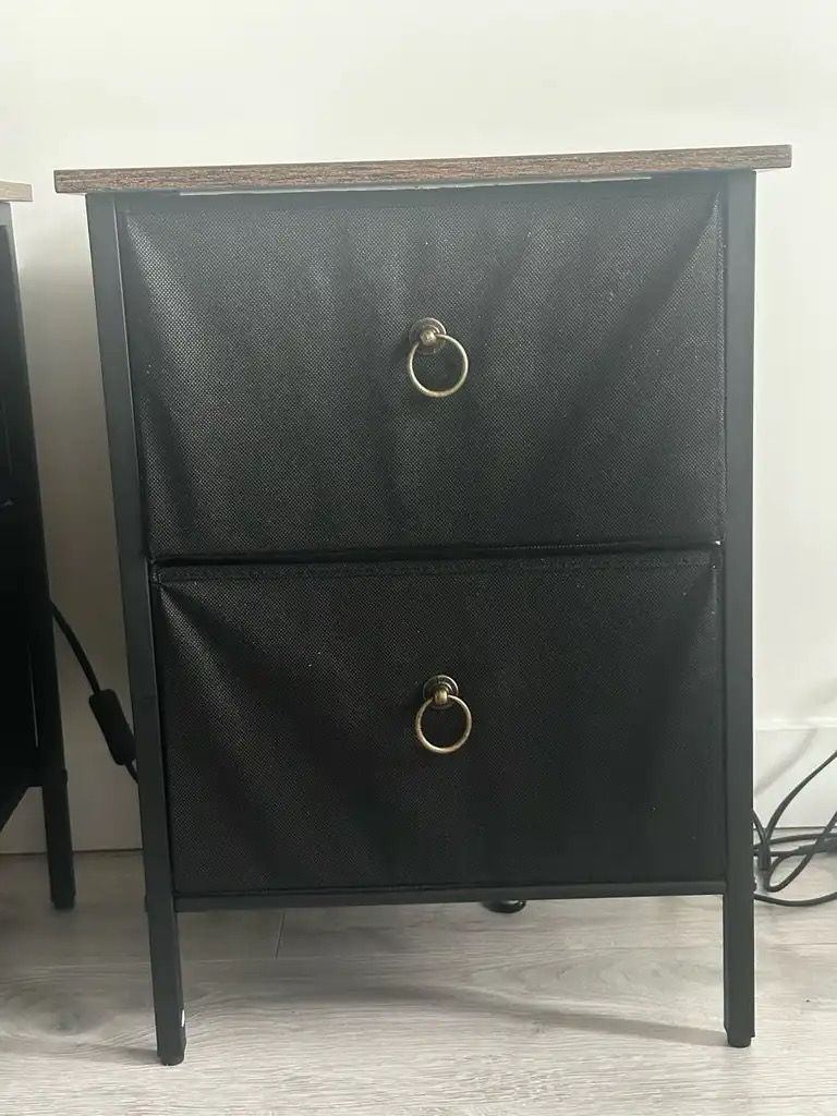 Pair of Side tables with 2 Tier Cloth shelves - photo 2