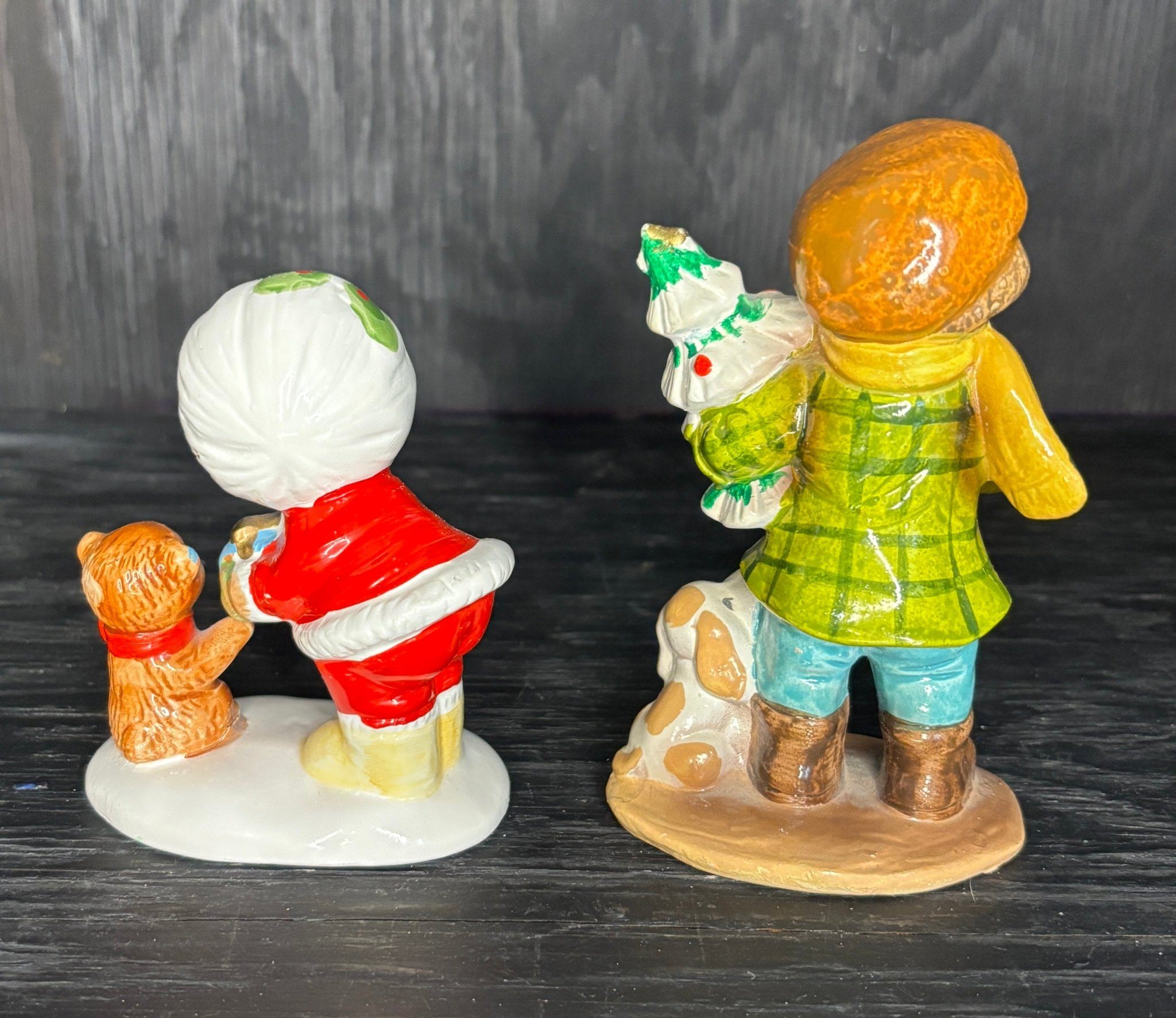 Enesco Boy and Girl with Dogs Vintage Christmas Figurines - photo 2