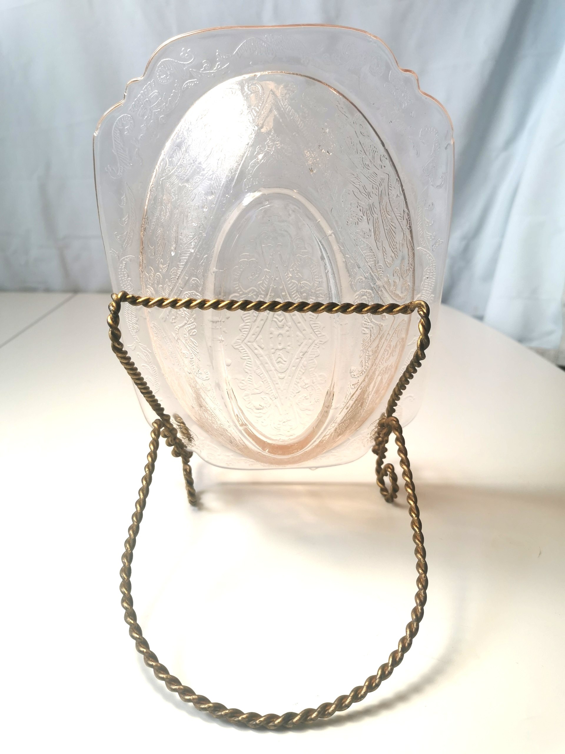 Pink Depression Glass Serving Dish JEANETTE ADAM Pattern 1930s - photo 3