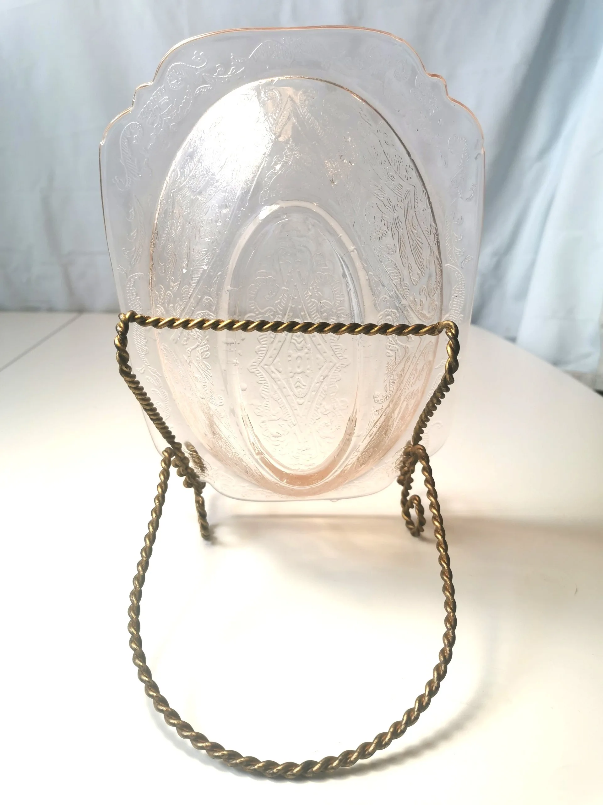 Pink Depression Glass Serving Dish JEANETTE ADAM Pattern 1930s image indicator(3)