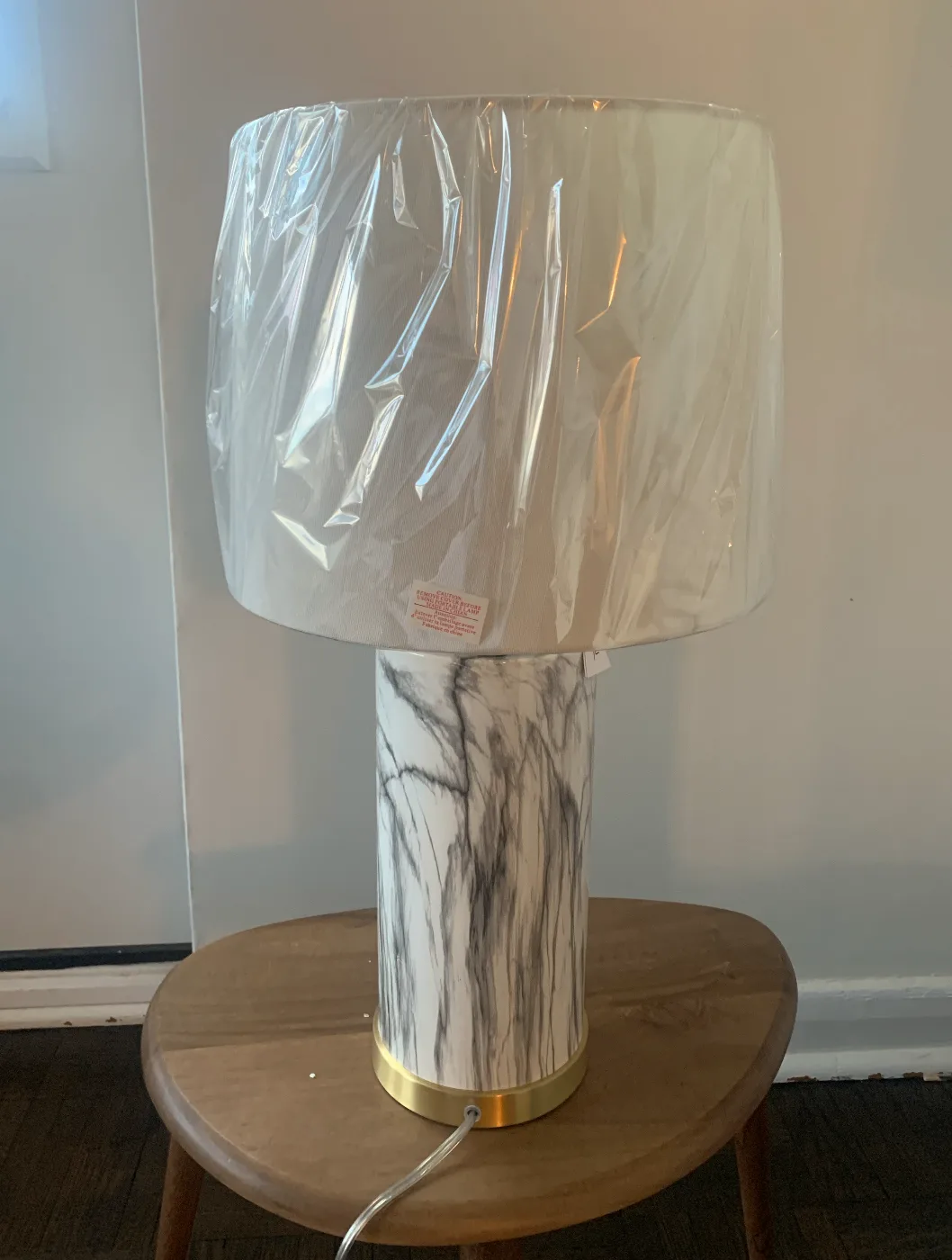 Faux Marble with Gold Accent Table Lamp