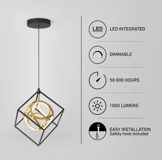 Artika black and gold mini luxury pendant light LED image indicator(3)