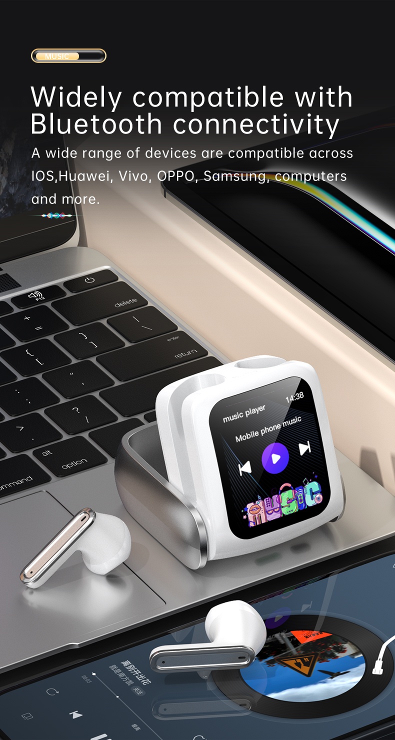 🎧 Wireless Earbuds –LCD Touch | Bluetooth 5.4 | IPX-5 Waterproof - photo 2