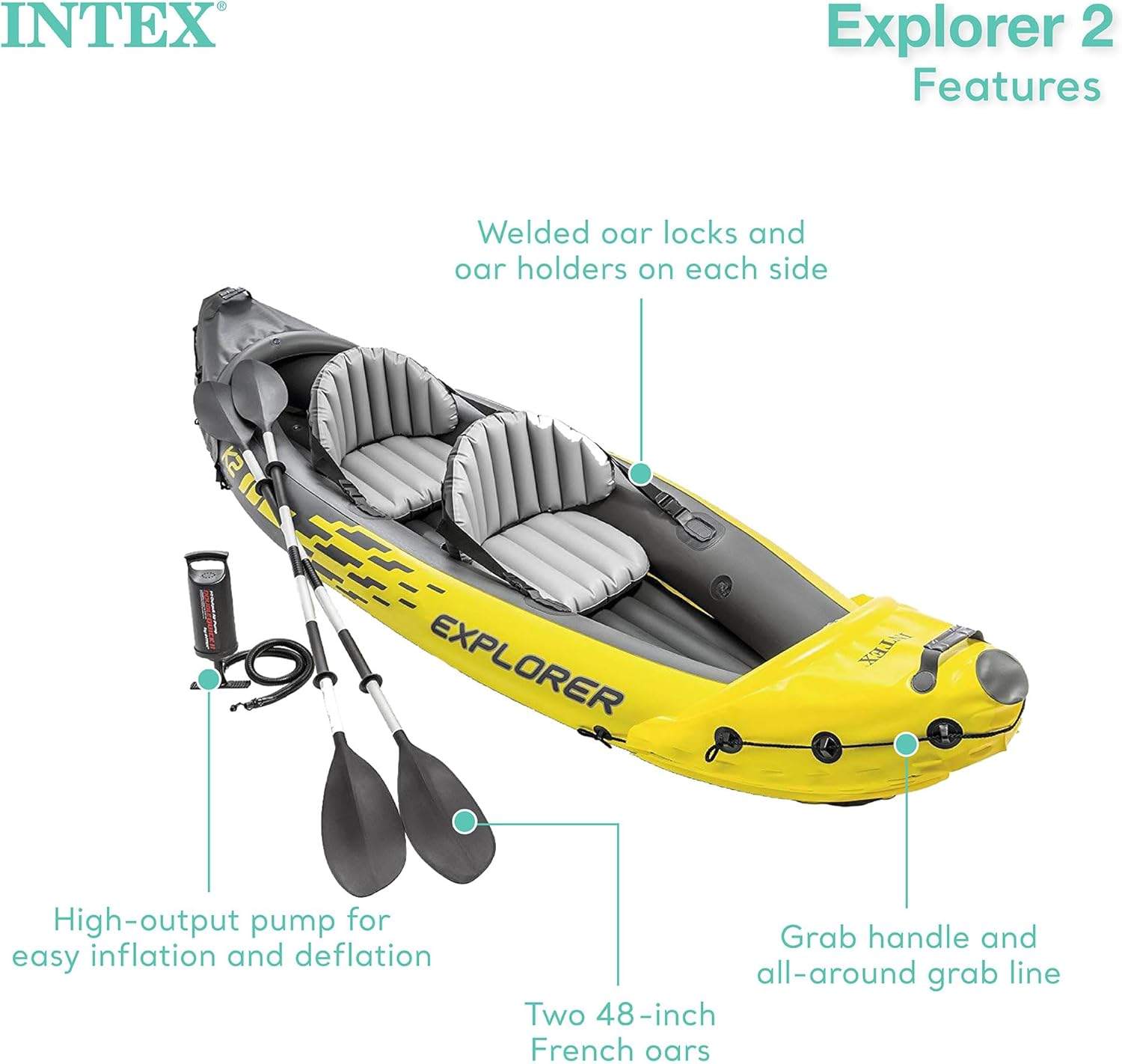 Intex Explorer K2 Inflatable Kayak, 2-Person – Like New - photo 4