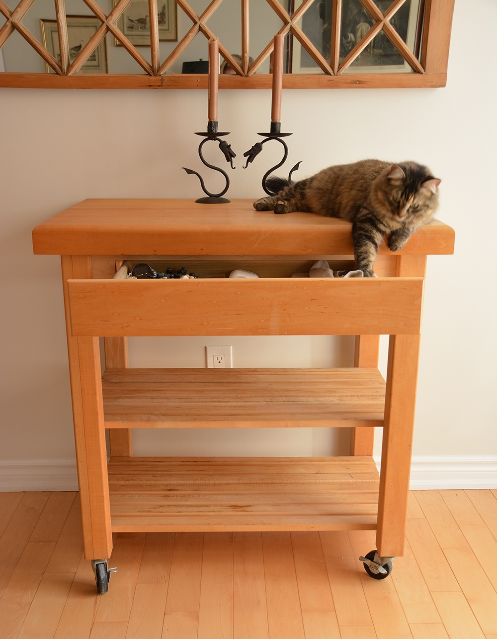 Solid Maple Butcher's Block Table - Locking Wheels - photo 2