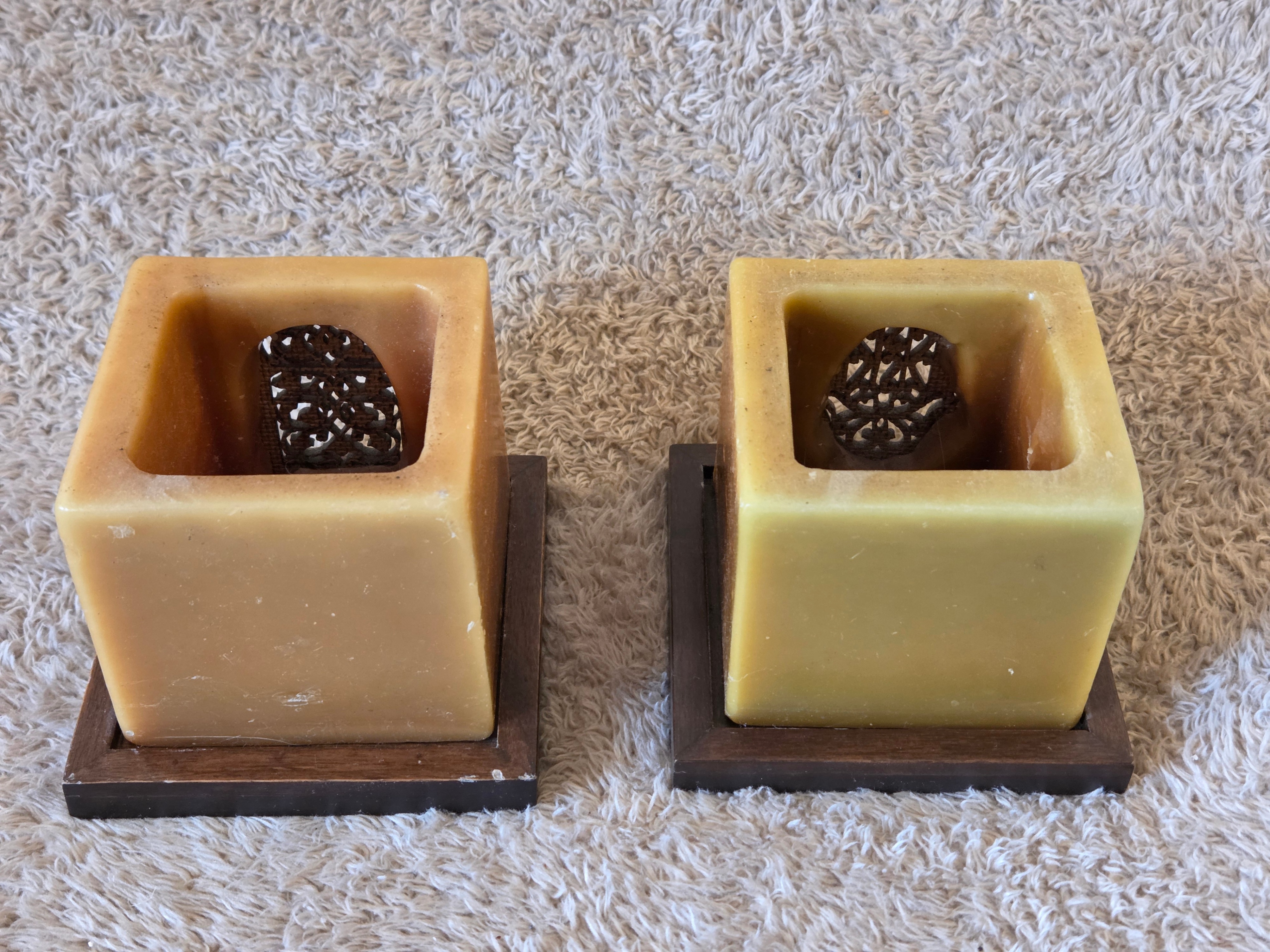 Moroccan Wax Tealight Holders – Pair, Hamsa/Arch - photo 5
