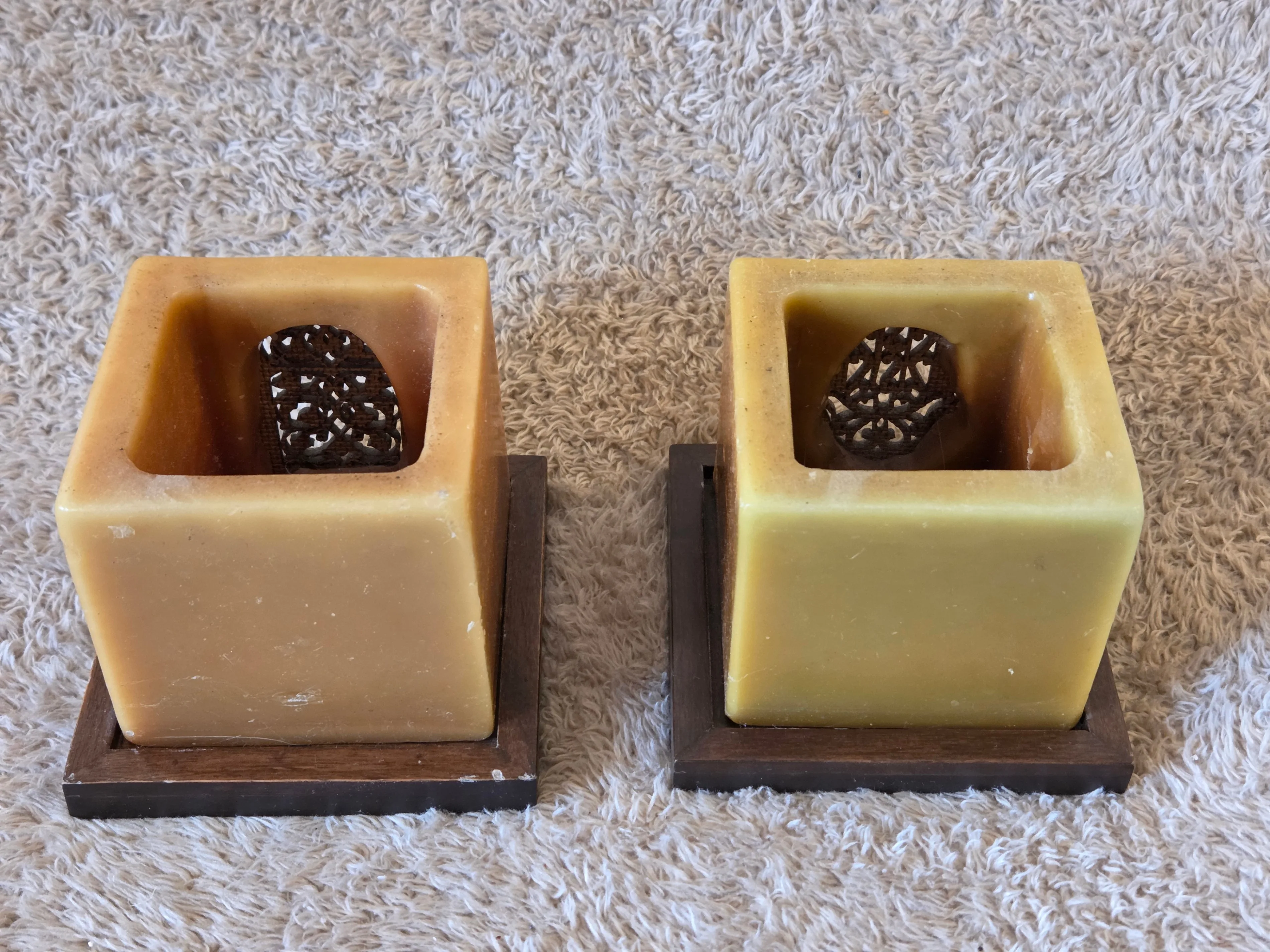 Moroccan Wax Tealight Holders – Pair, Hamsa/Arch image indicator(5)