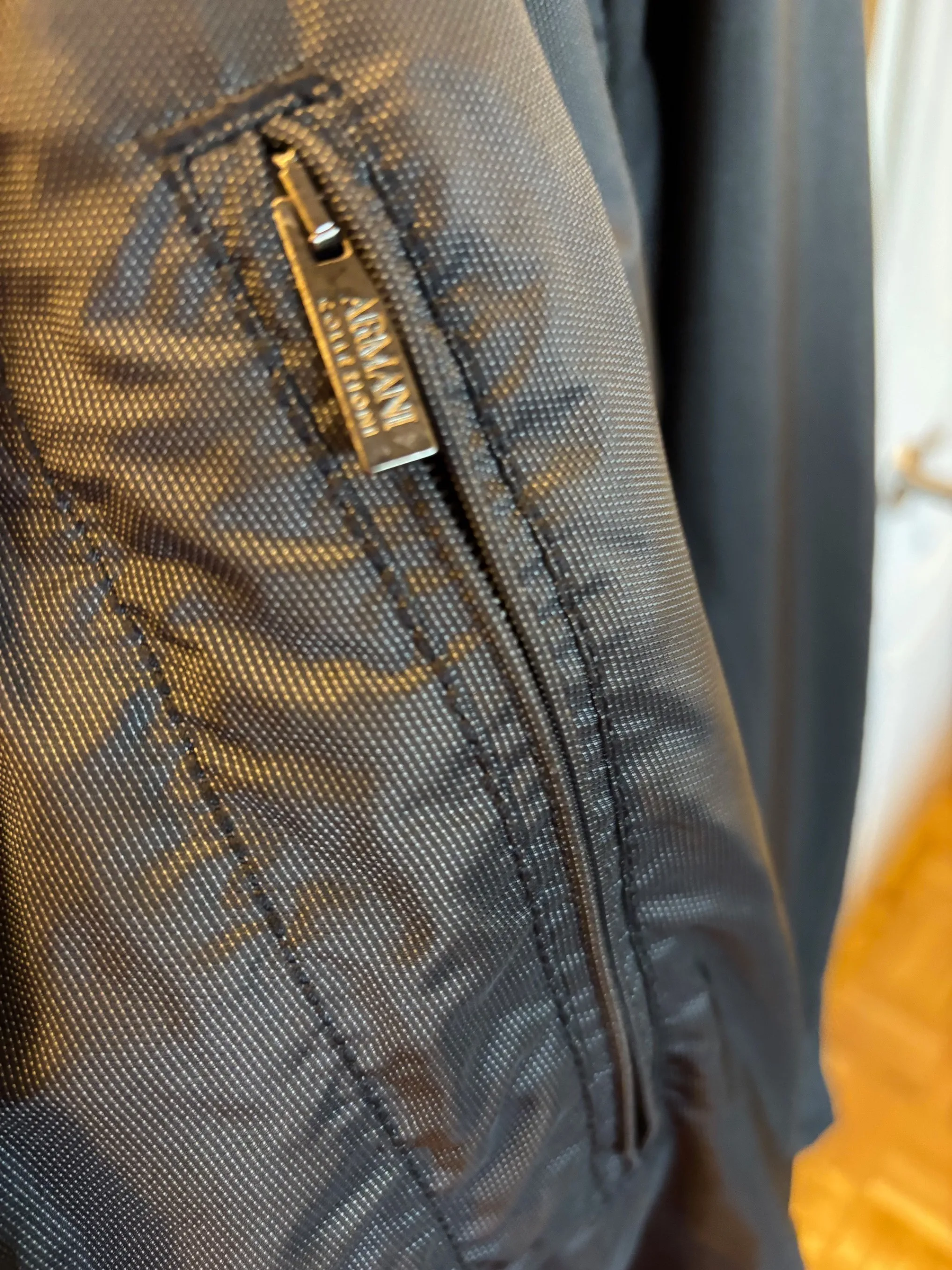 ARMANI COLLEZIONI Dark Grey Men's Windbreaker in size 46L (US) image indicator(4)