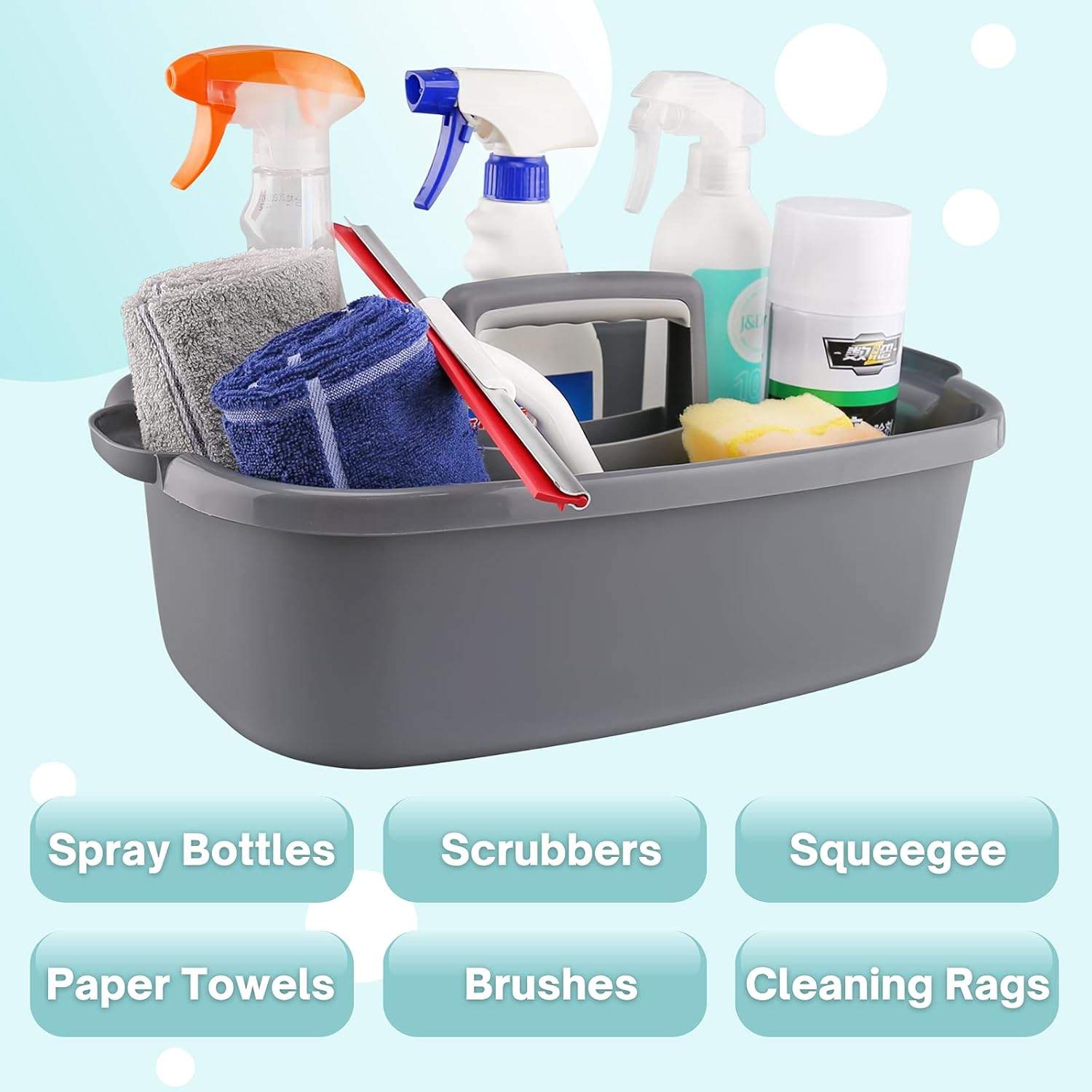 Cleaning Supplies Caddy – Large Plastic Organizer with Handle - photo 5