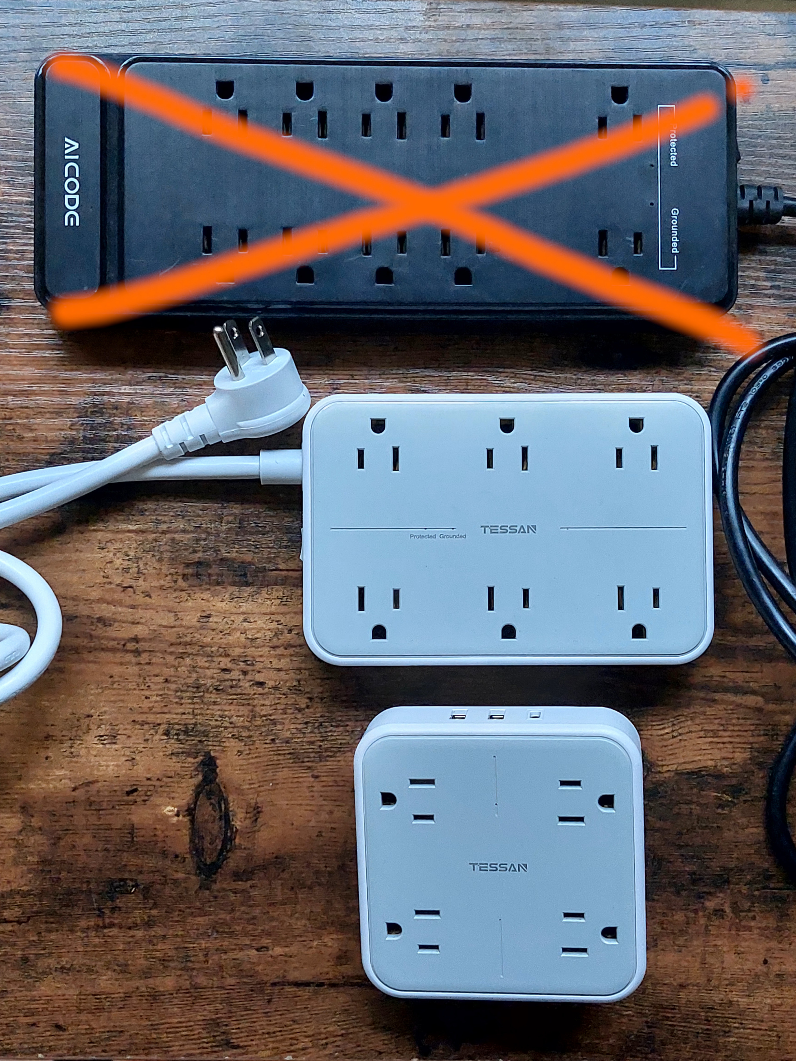 Power Bars with USB, 90° Plug, Surge Protection