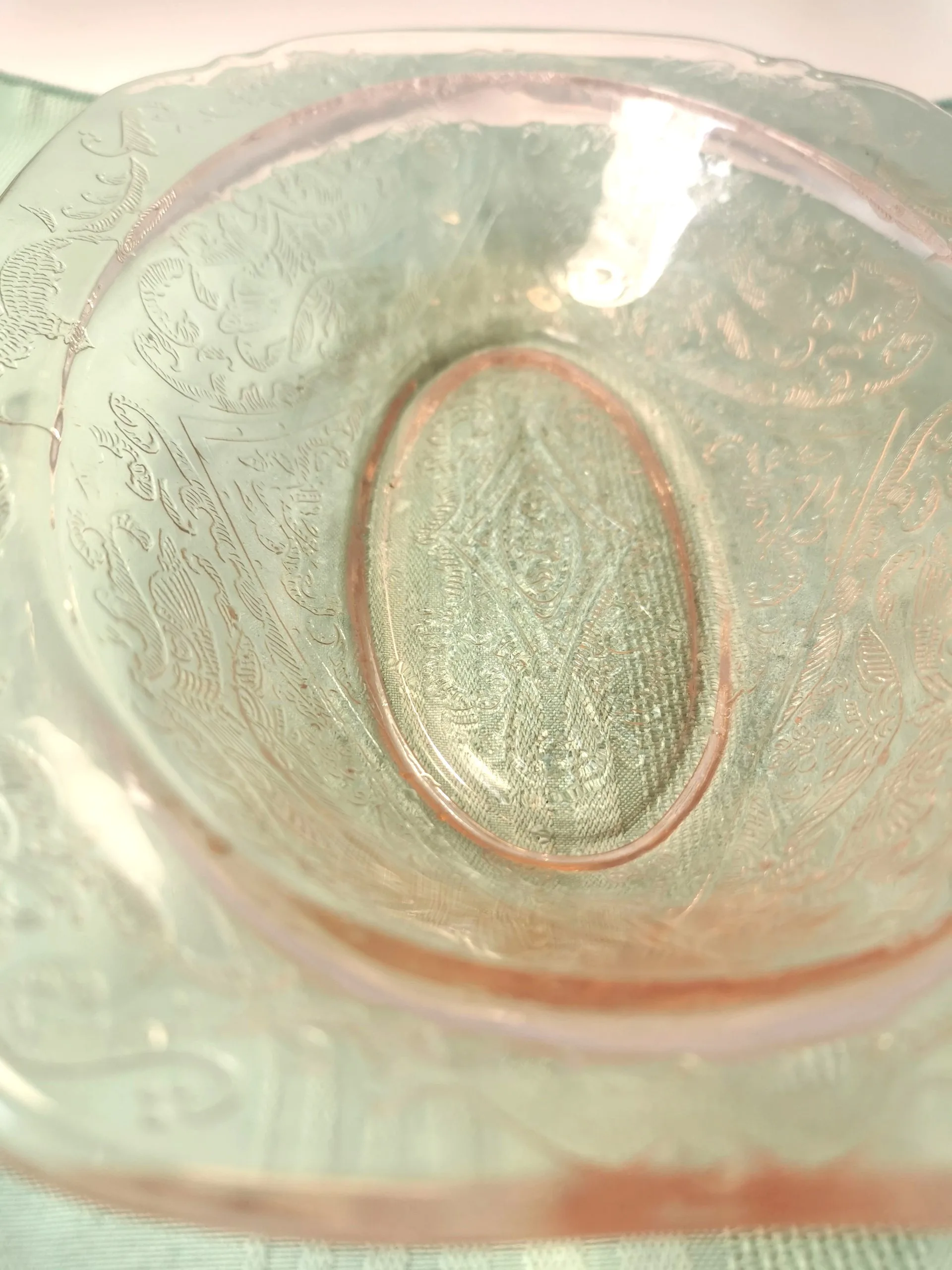 Pink Depression Glass Serving Dish JEANETTE ADAM Pattern 1930s image indicator(8)