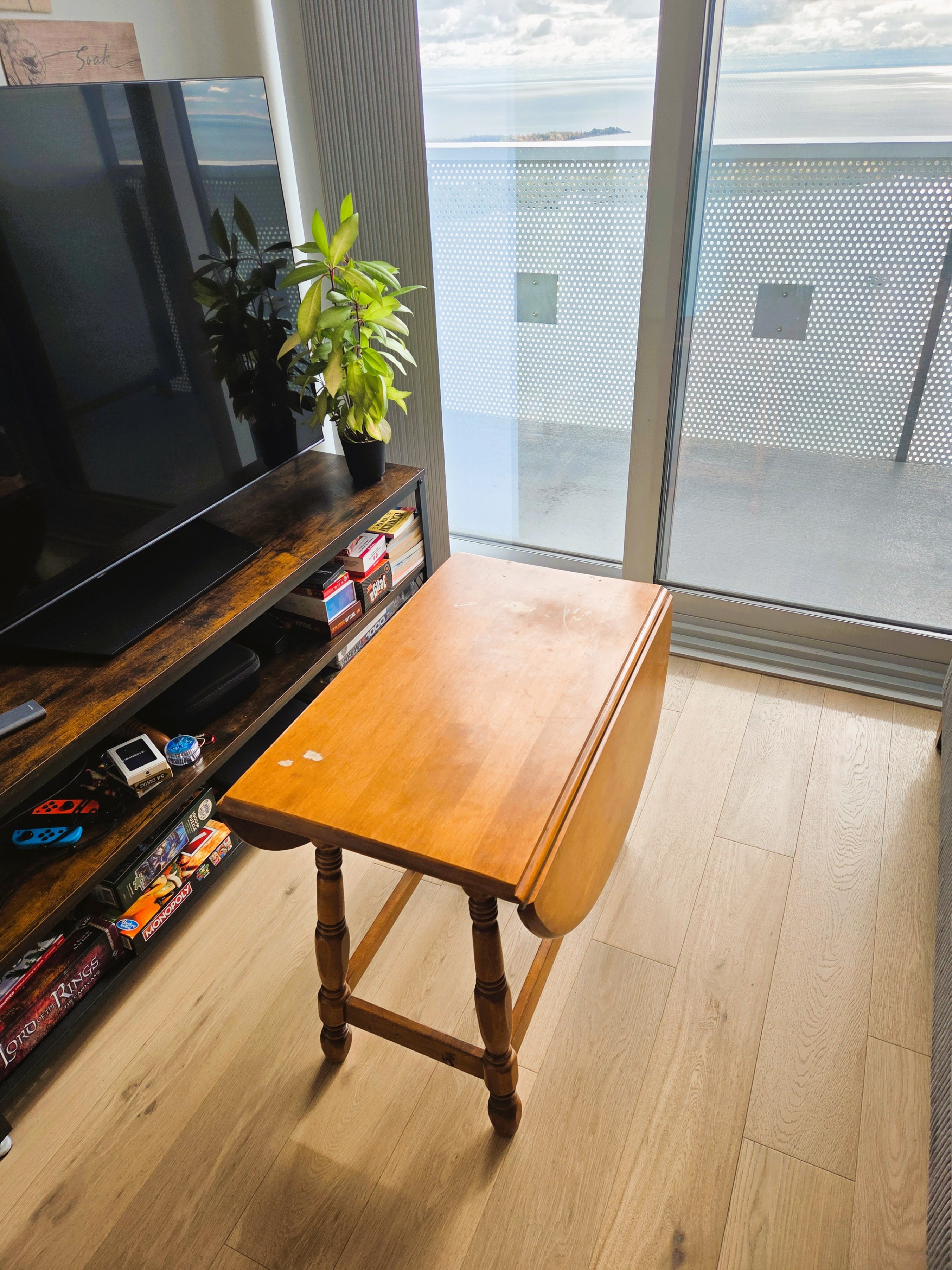 Antique folding wooden side table - photo 3