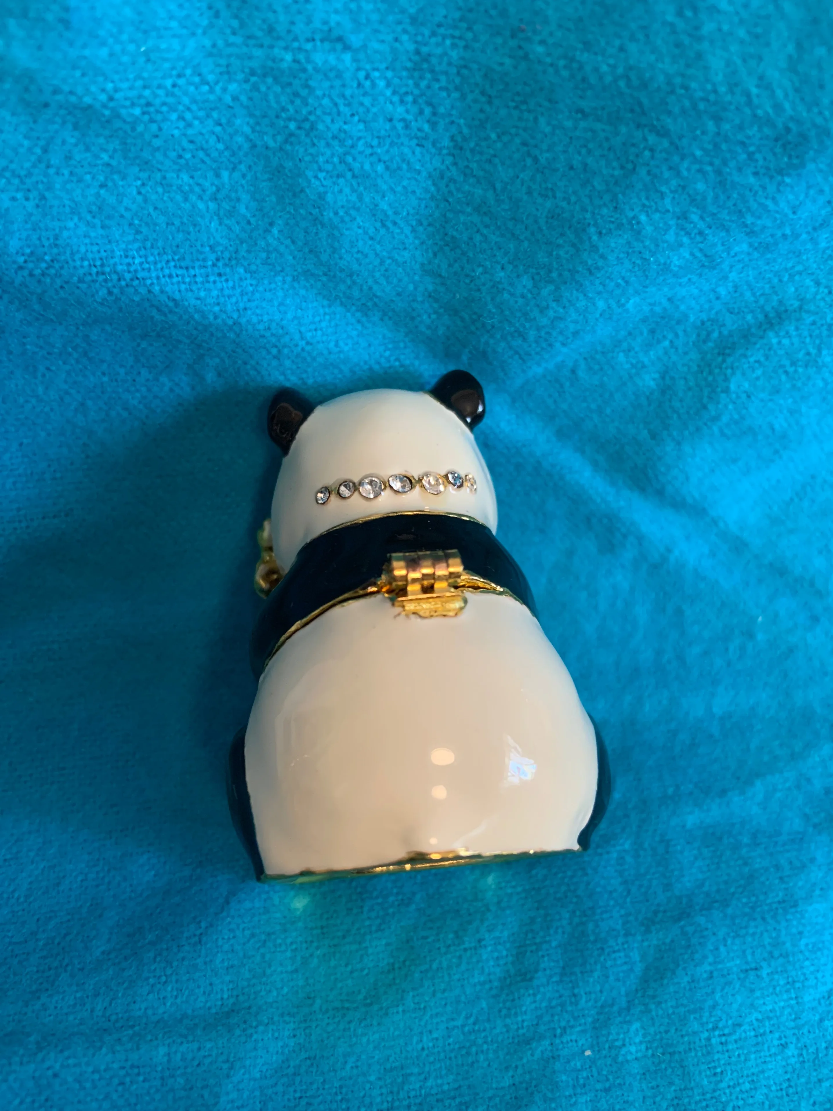 Jeweled Enamel Handpainted Panda Trinket Box image indicator(3)