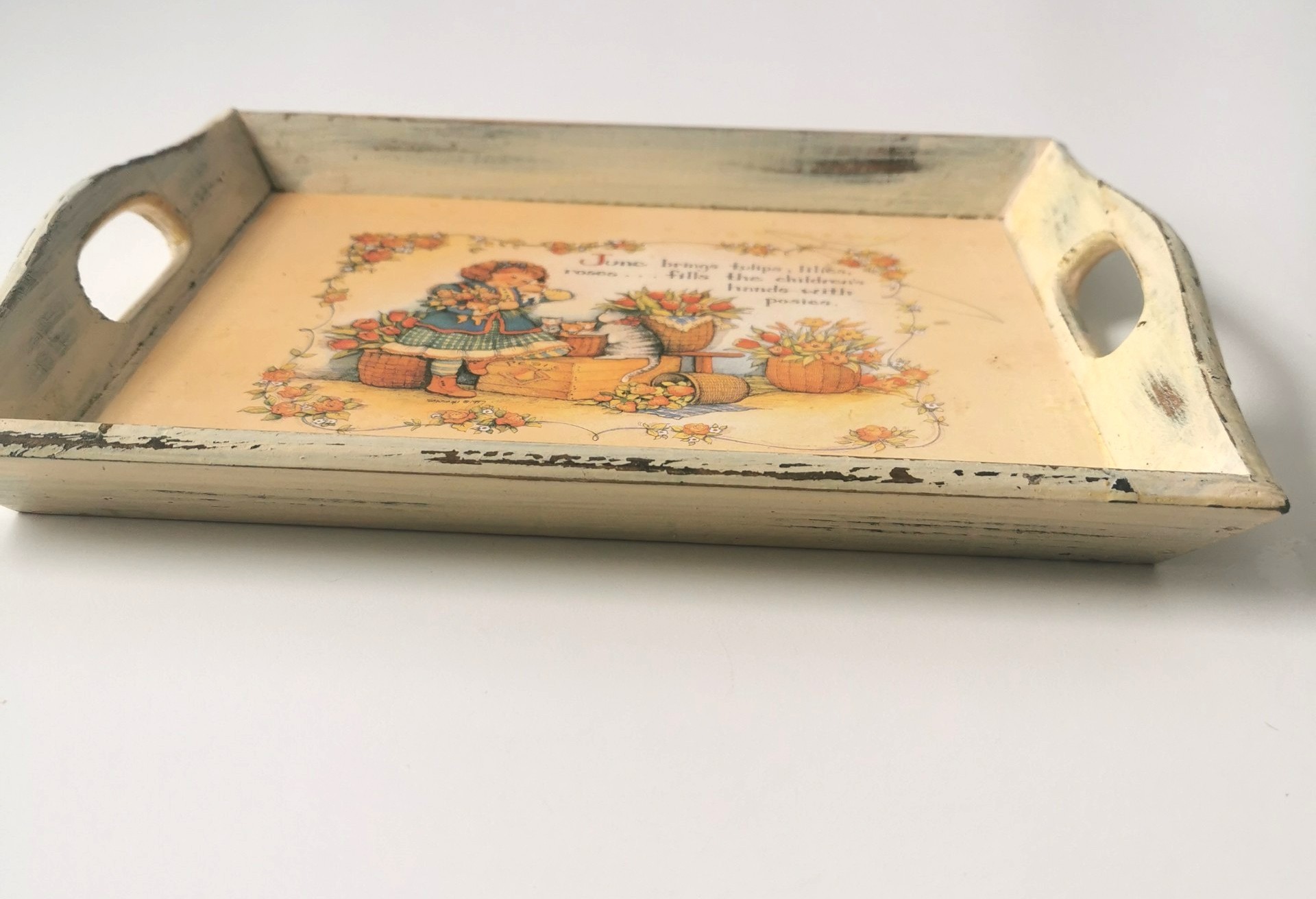 Rare Vintage Picture Wood Serving Tray - photo 2