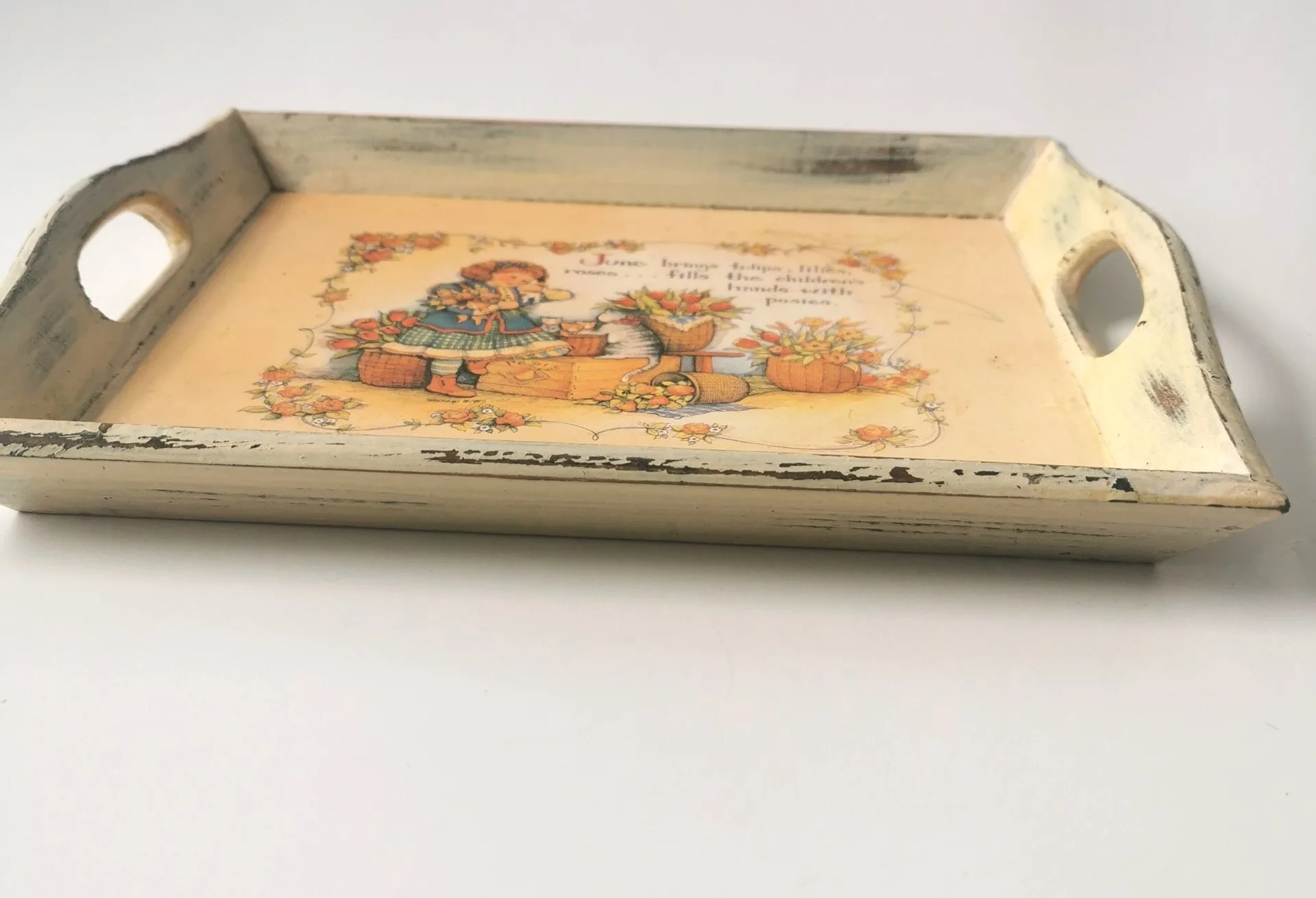 Rare Vintage Picture Wood Serving Tray image indicator(2)