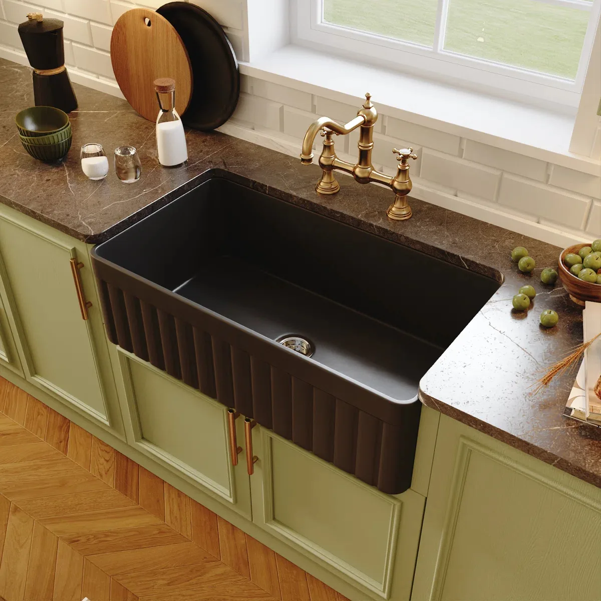 Solstice Fireclay Farmhouse Kitchen Sink 33" L x 18" W image indicator(4)
